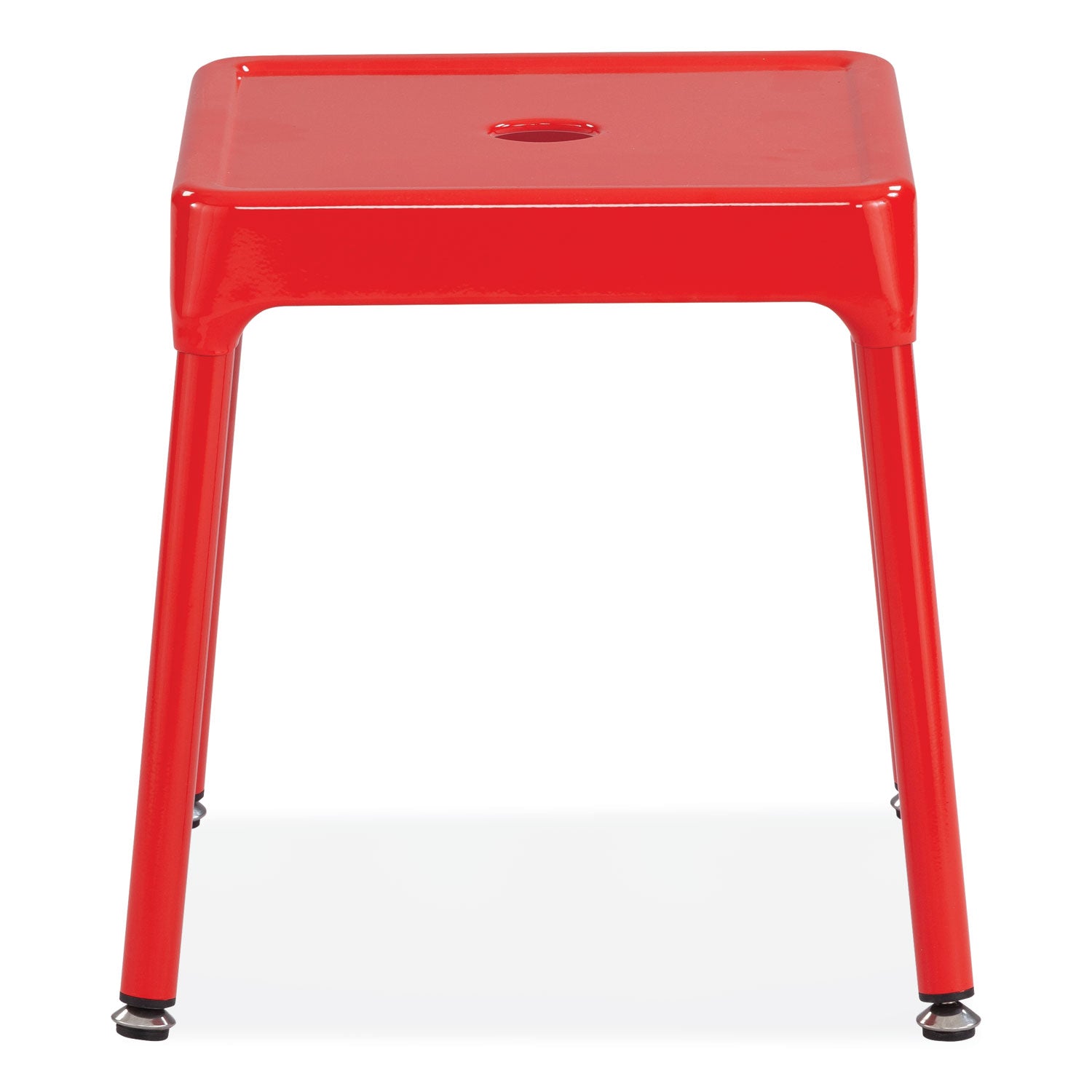 Safco® Steel Guest Stool, Backless, Supports Up to 275 lb, 15" to 15.5" Seat Height, Red Seat, Red Base