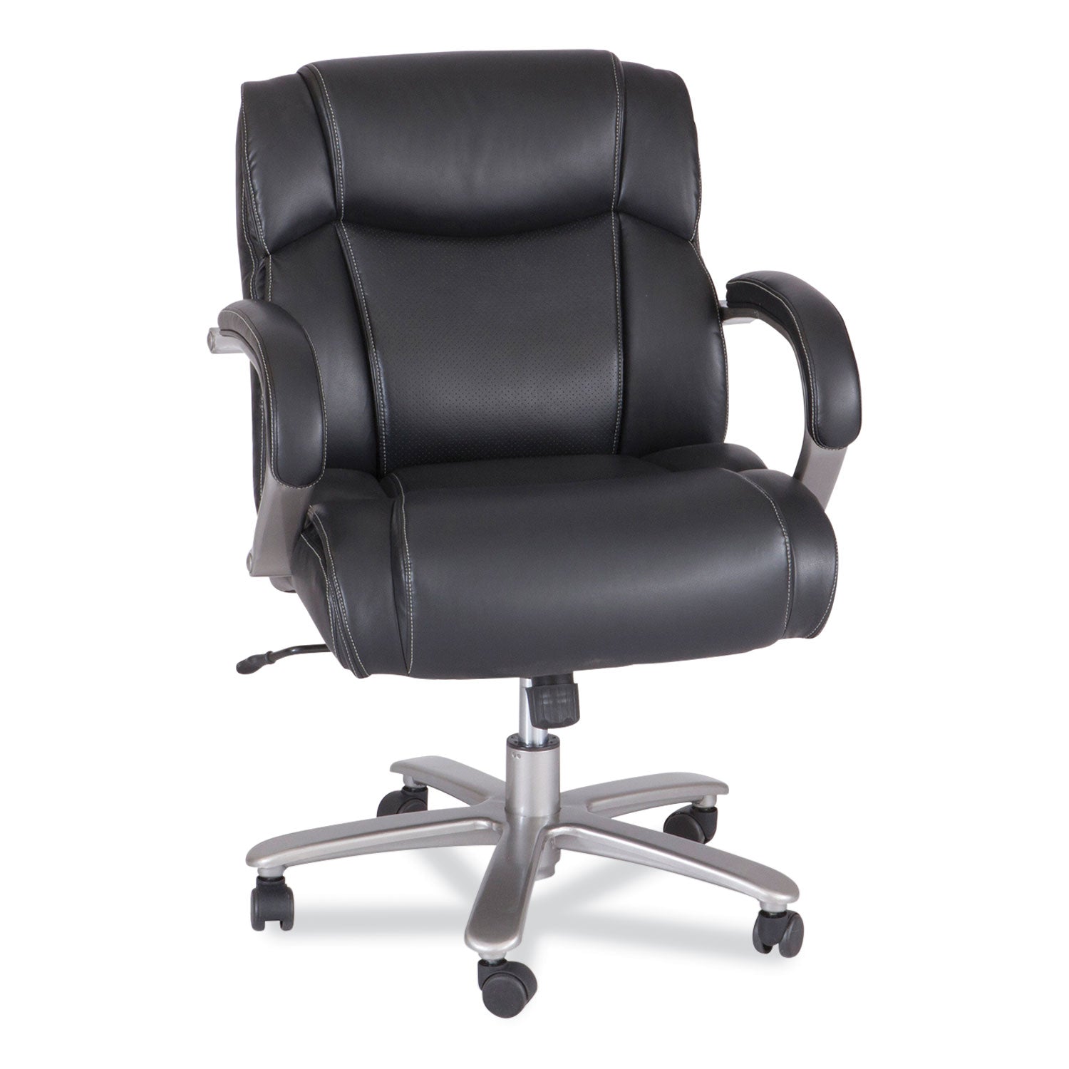 Lineage Big & Tall Mid Back Task Chair 24.5" Back, Supports 350 lb, 19.5" to 23.25" Seat Height, Black Seat, Chrome Base