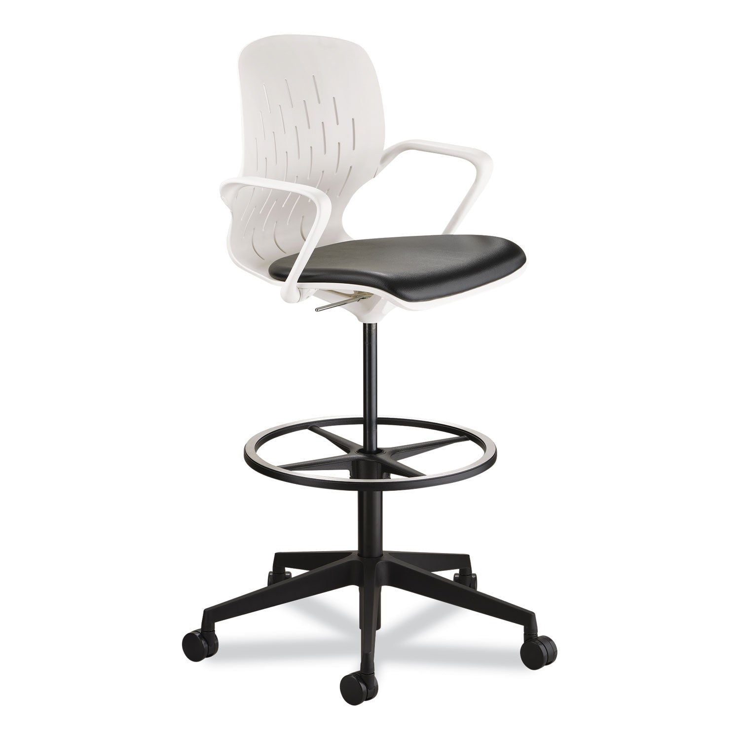 Shell Extended-Height Chair, Supports Up to 275 lb, 22" to 32" Seat Height, Black/White Seat, White Back, Black Base