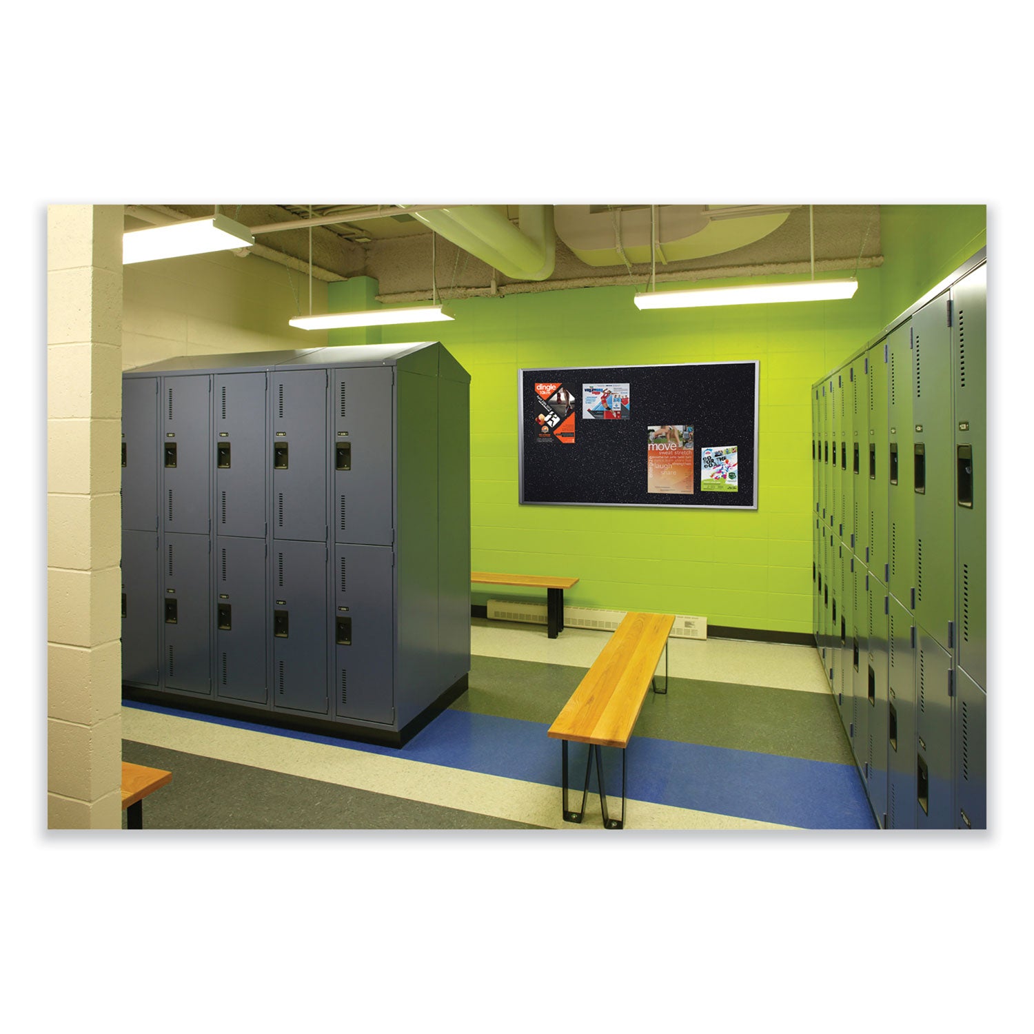 Ghent Aluminum-Frame Recycled Rubber Bulletin Boards, 36 x 24, Confetti Surface, Satin Aluminum Frame