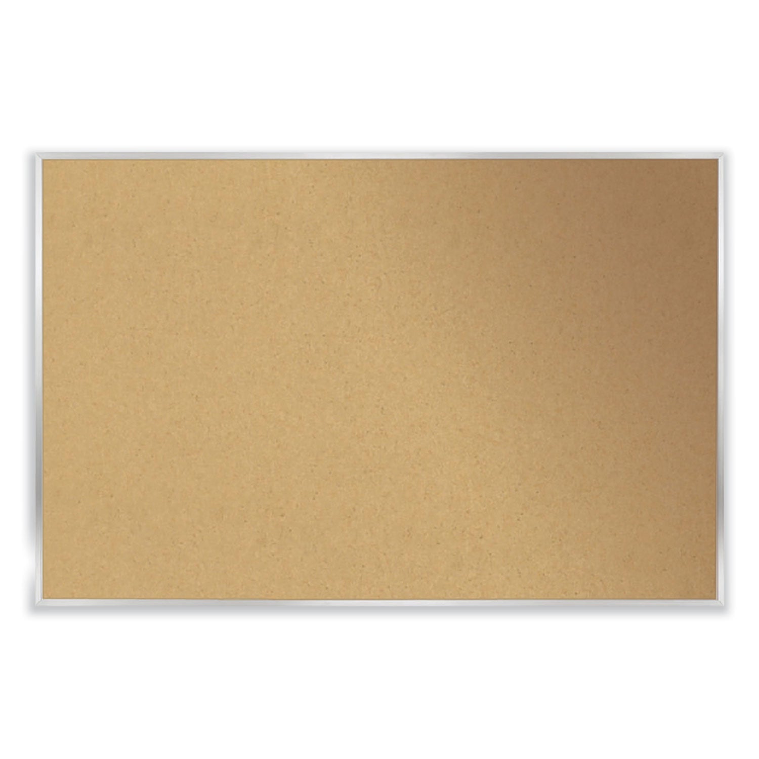 Aluminum-Frame Natural Corkboard, 96.5 x 48.5, Tan Surface, Satin Aluminum Frame