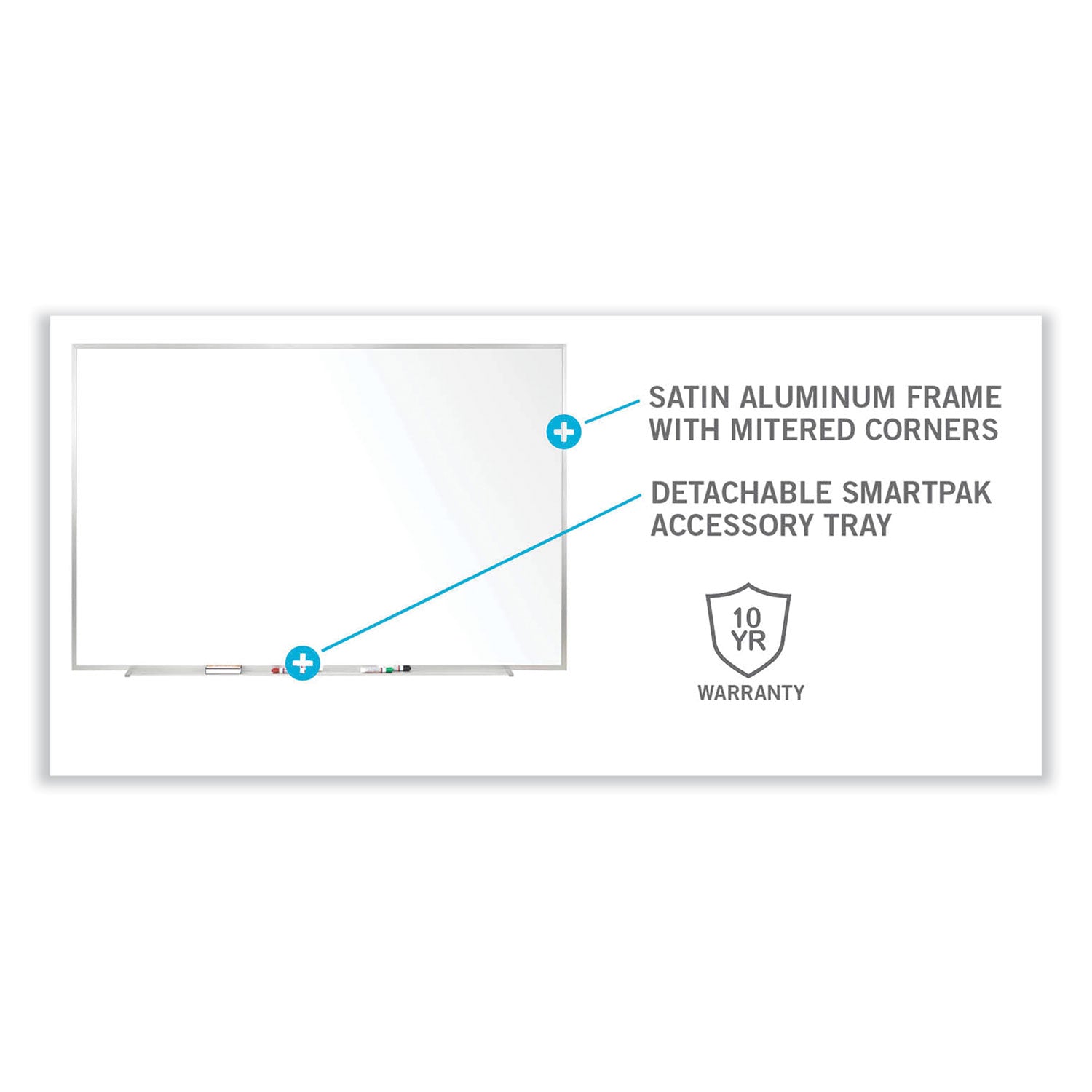 Ghent Non-Magnetic Whiteboard with Aluminum Frame, 72.63 x 48.47, White Surface, Satin Aluminum Frame