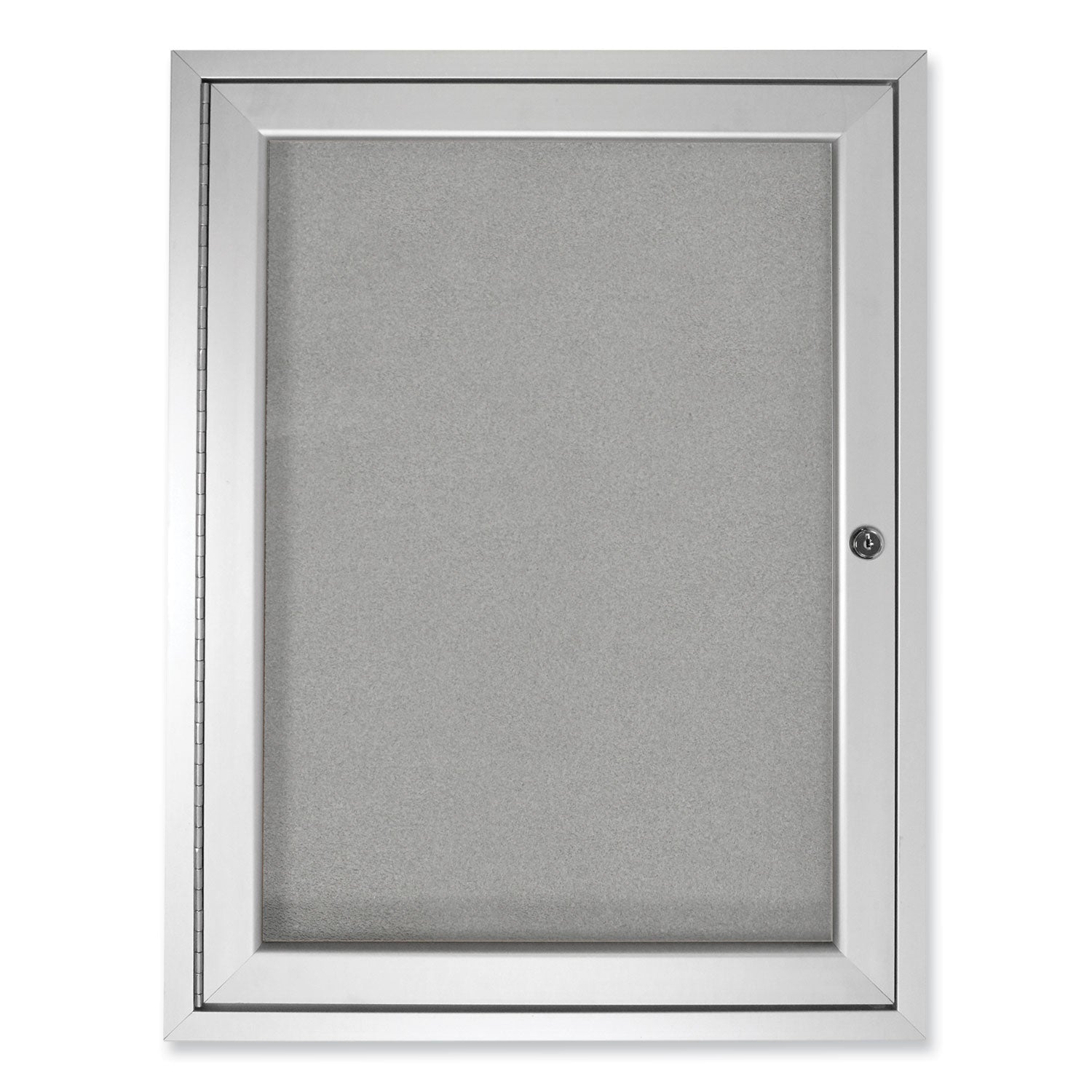 1 Door Enclosed Vinyl Bulletin Board with Satin Aluminum Frame, 24 x 36, Silver Surface