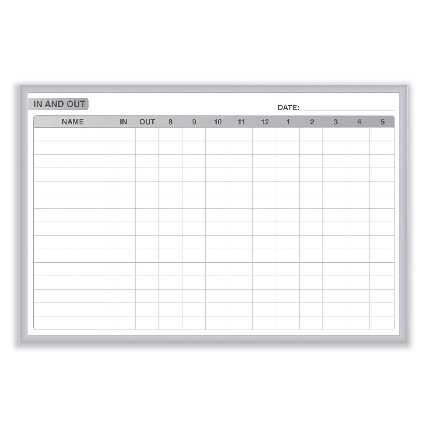 In/Out Magnetic Whiteboard, 96.5 x 48.5, White/Gray Surface, Satin Aluminum Frame