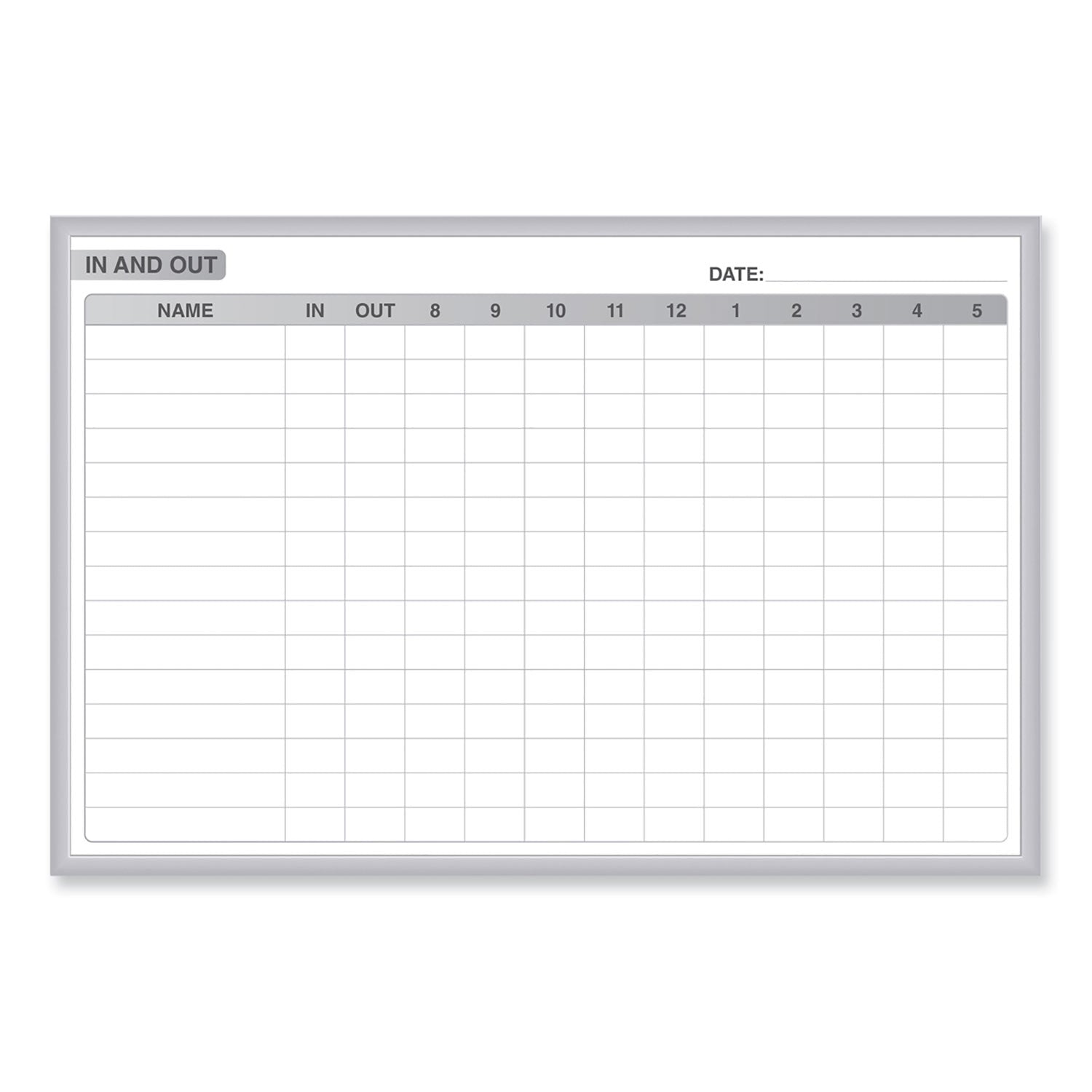 In/Out Magnetic Whiteboard, 48.5 x 36.5, White/Gray Surface, Satin Aluminum Frame