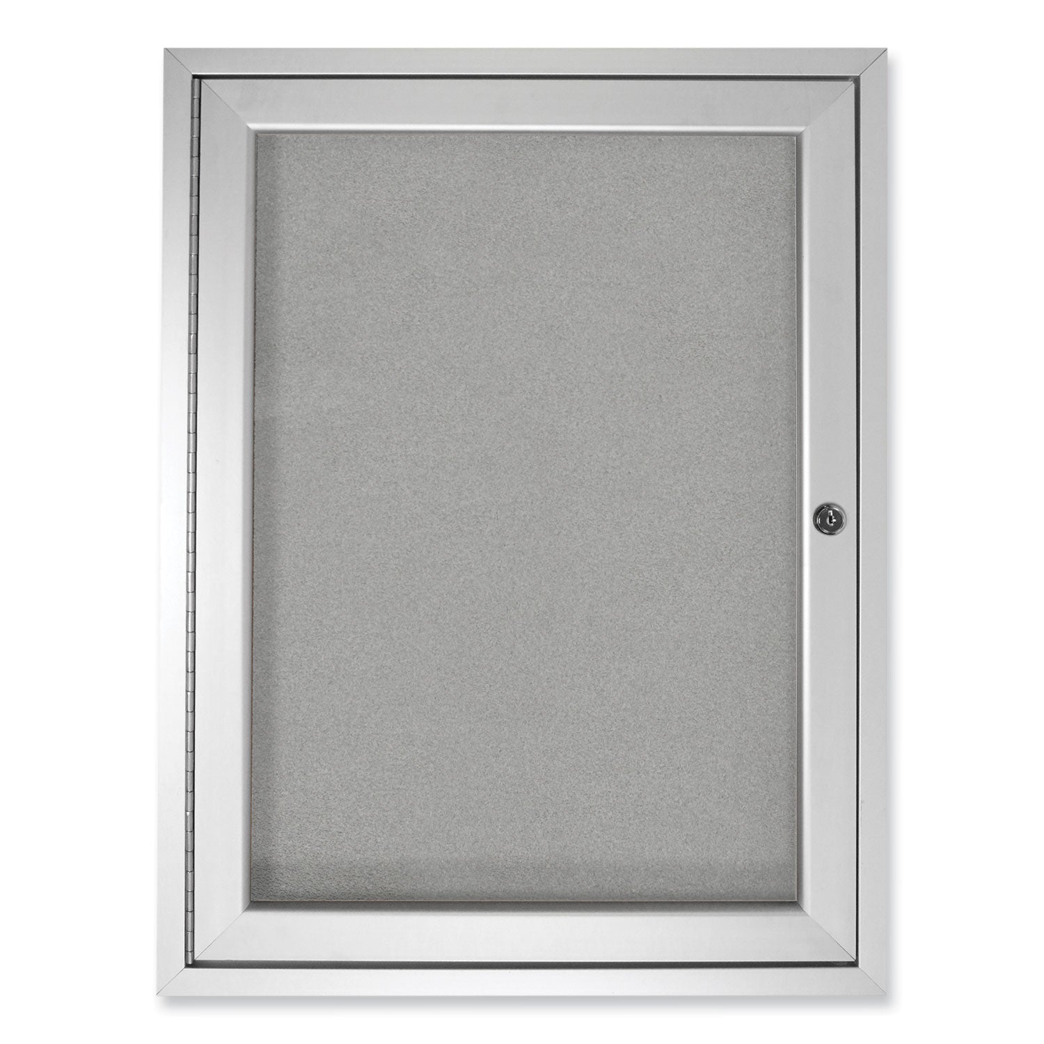 1 Door Enclosed Vinyl Bulletin Board with Satin Aluminum Frame, 18 x 24, Silver Surface