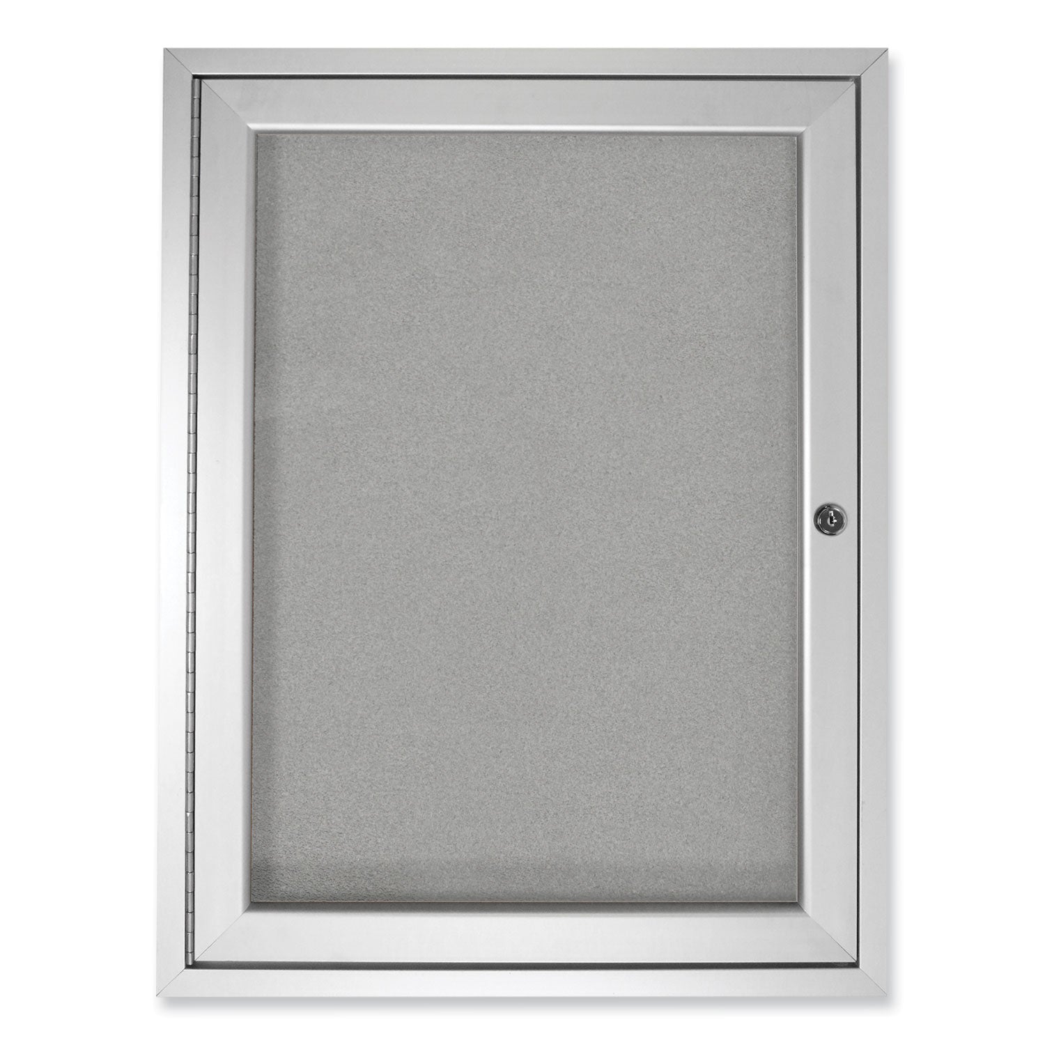 1 Door Enclosed Vinyl Bulletin Board with Satin Aluminum Frame, 30 x 36, Silver Surface