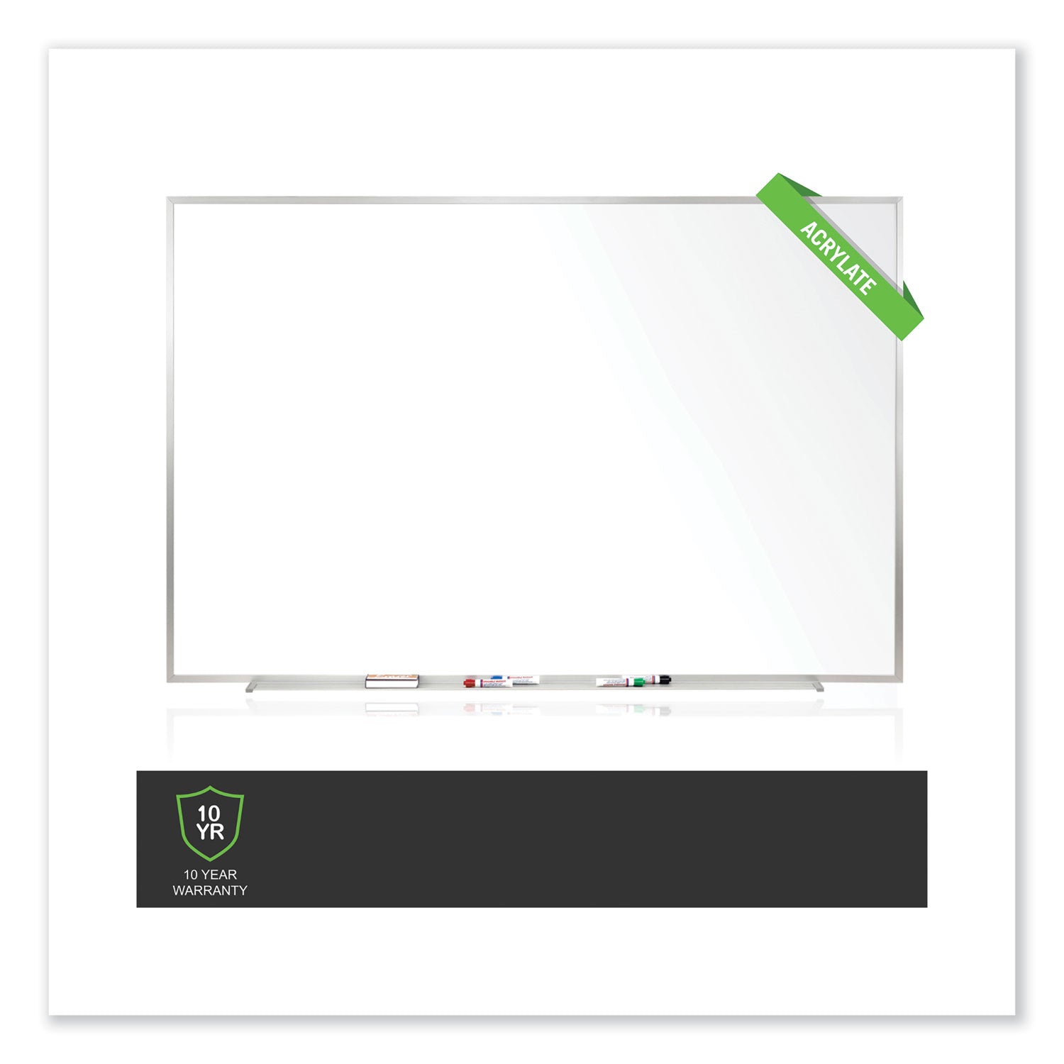 Ghent Non-Magnetic Whiteboard with Aluminum Frame, 72.63 x 48.47, White Surface, Satin Aluminum Frame