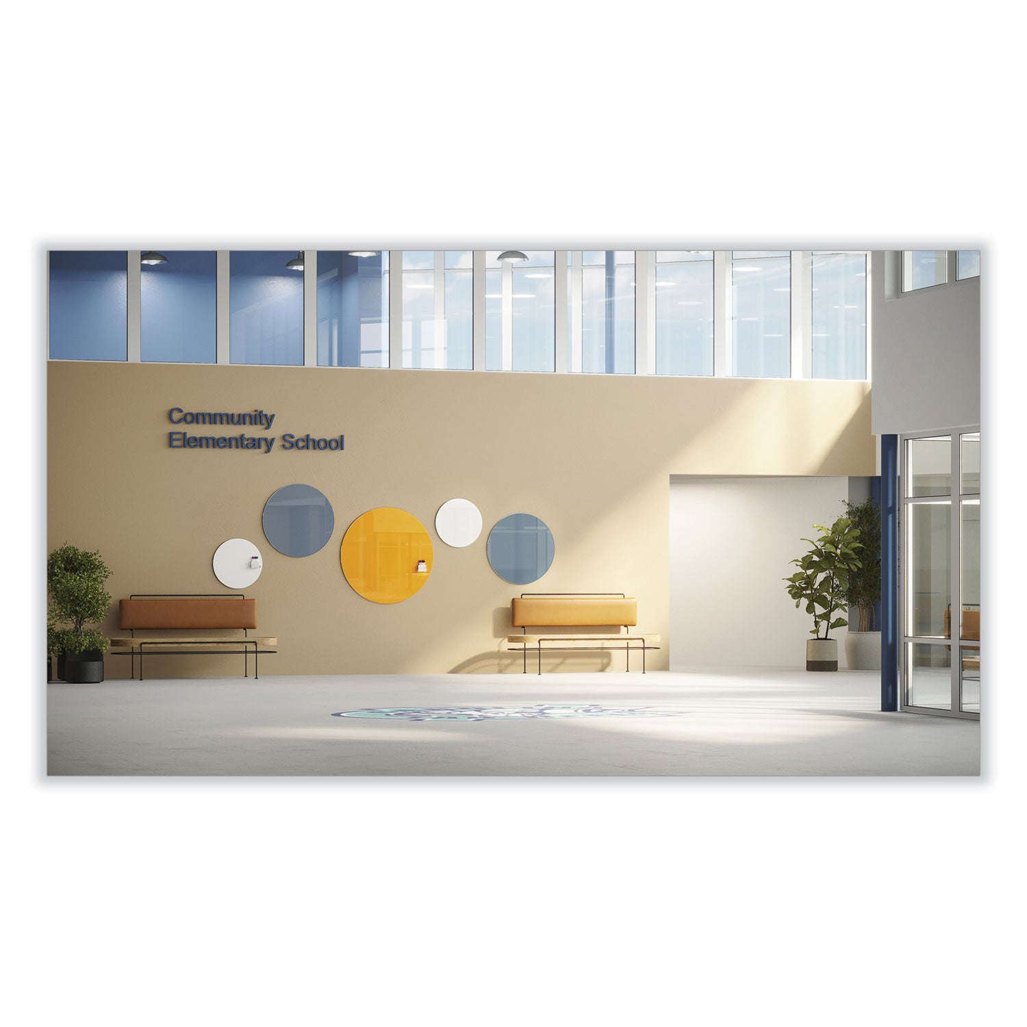 Ghent Coda Low Profile Circular Non-Magnetic Glassboard, 36 Diameter, White Surface