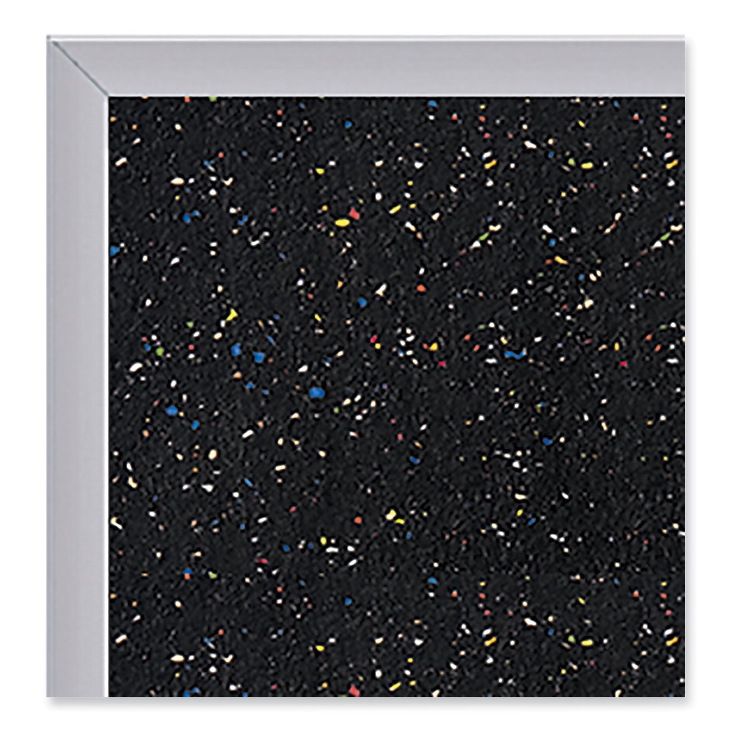 Ghent Aluminum-Frame Recycled Rubber Bulletin Boards, 36 x 24, Confetti Surface, Satin Aluminum Frame