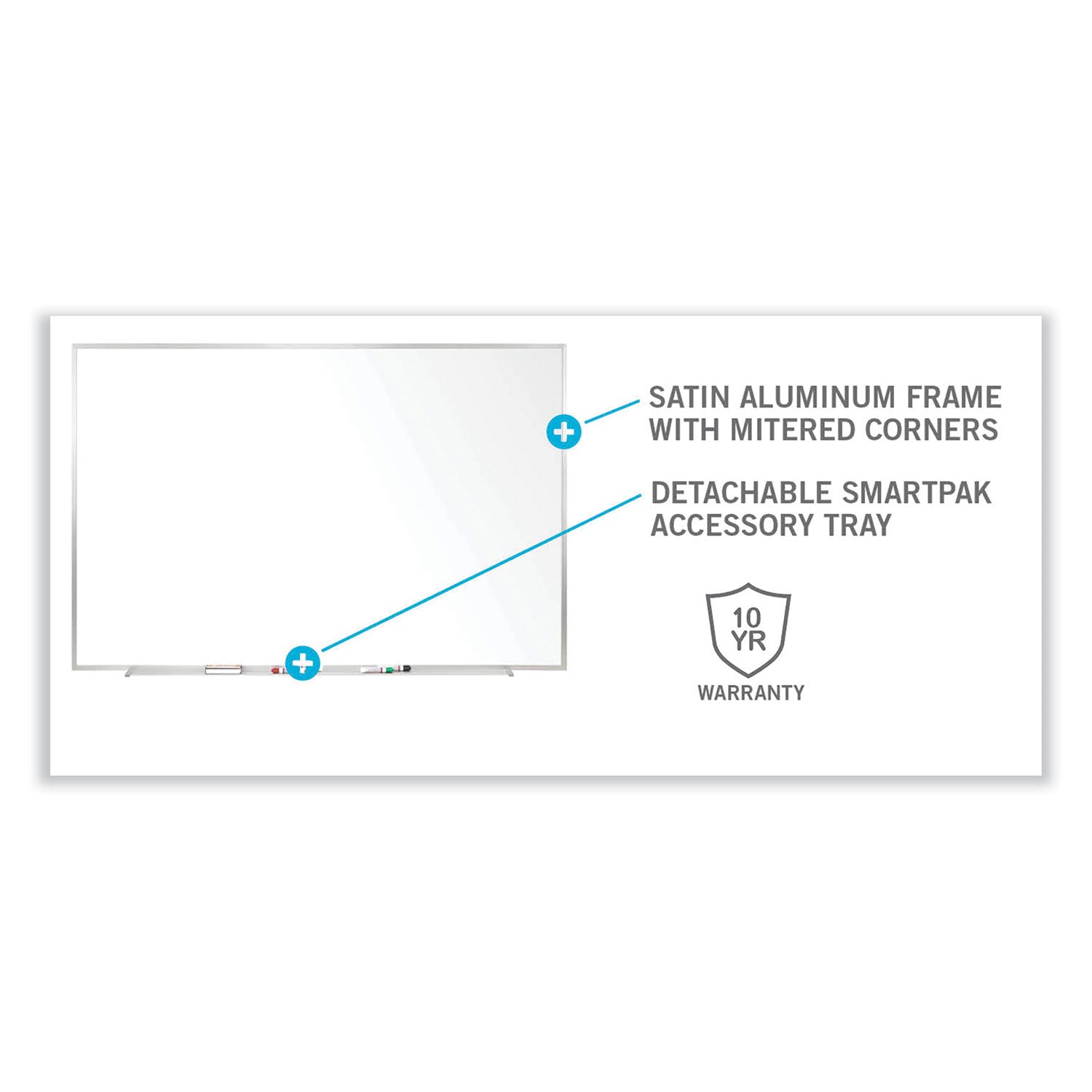 Ghent Non-Magnetic Whiteboard with Aluminum Frame, 60.63 x 48.47, White Surface, Satin Aluminum Frame