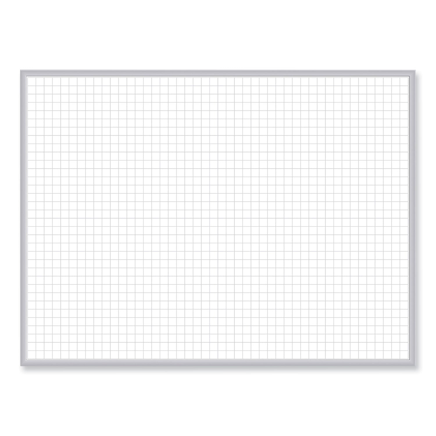 1 x 1 Grid Magnetic Whiteboard, 72.5 x 48.5, White/Gray Surface, Satin Aluminum Frame