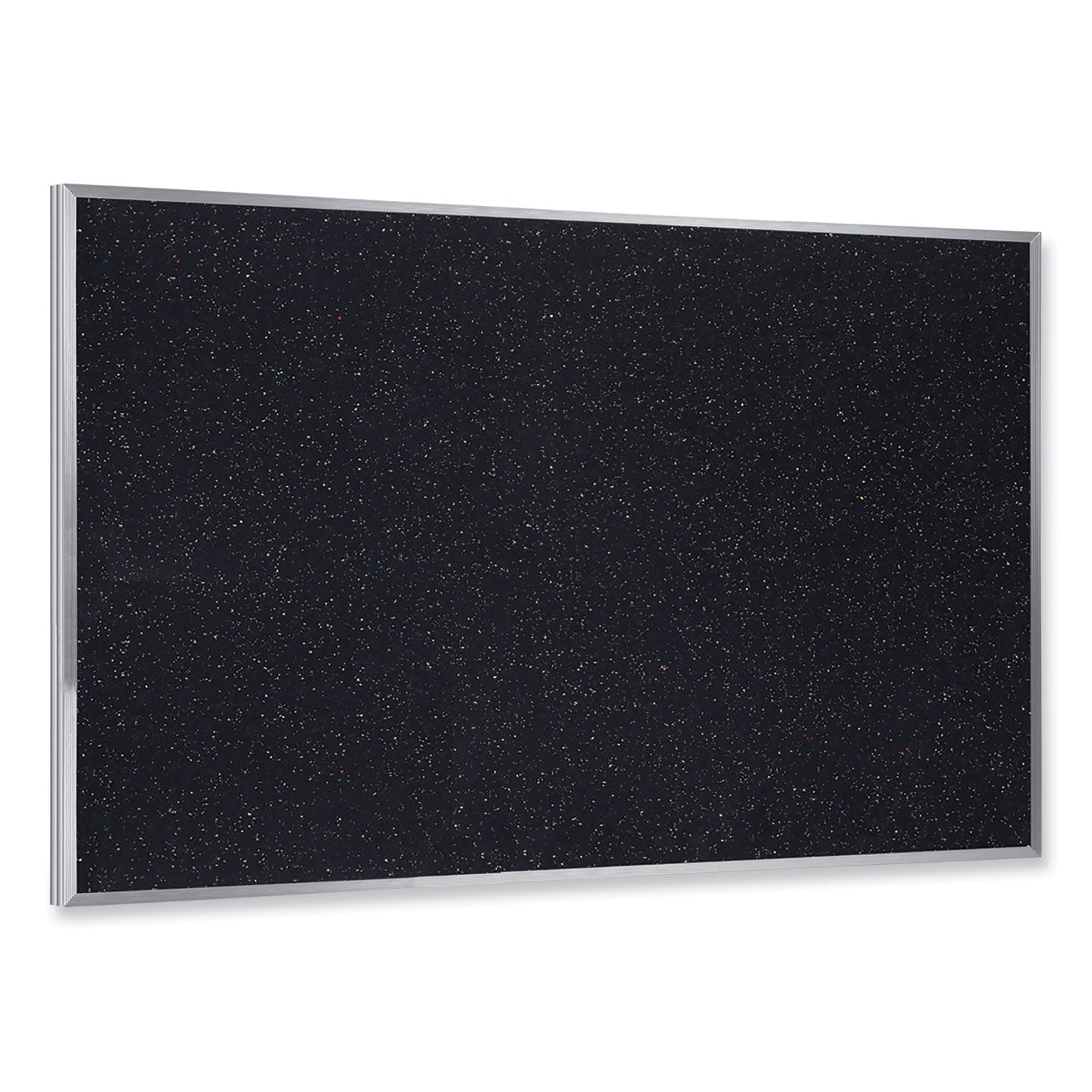 Aluminum-Frame Recycled Rubber Bulletin Boards, 36 x 24, Confetti Surface, Satin Aluminum Frame