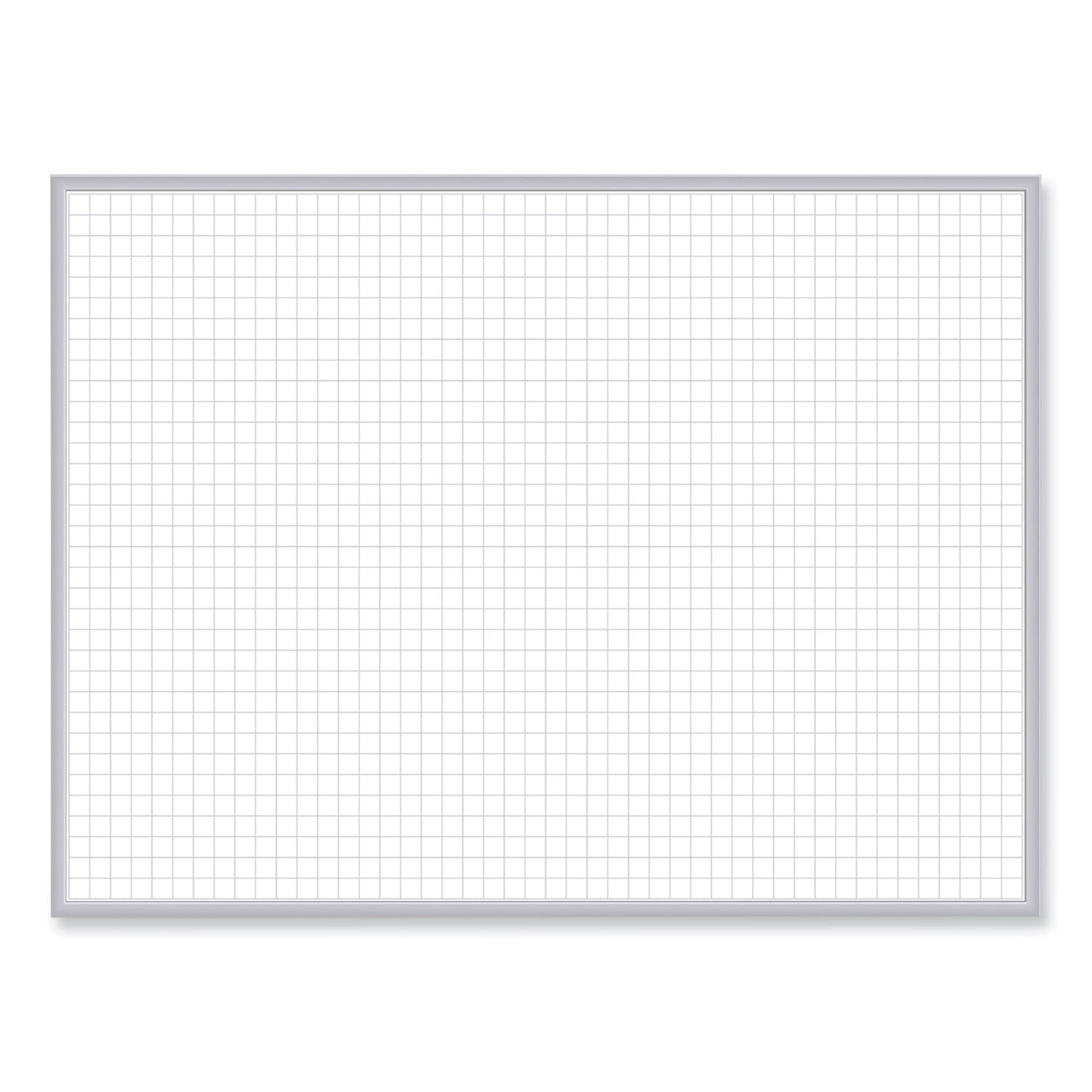 1 x 1 Grid Magnetic Whiteboard, 96.5 x 48.5, White/Gray Surface, Satin Aluminum Frame