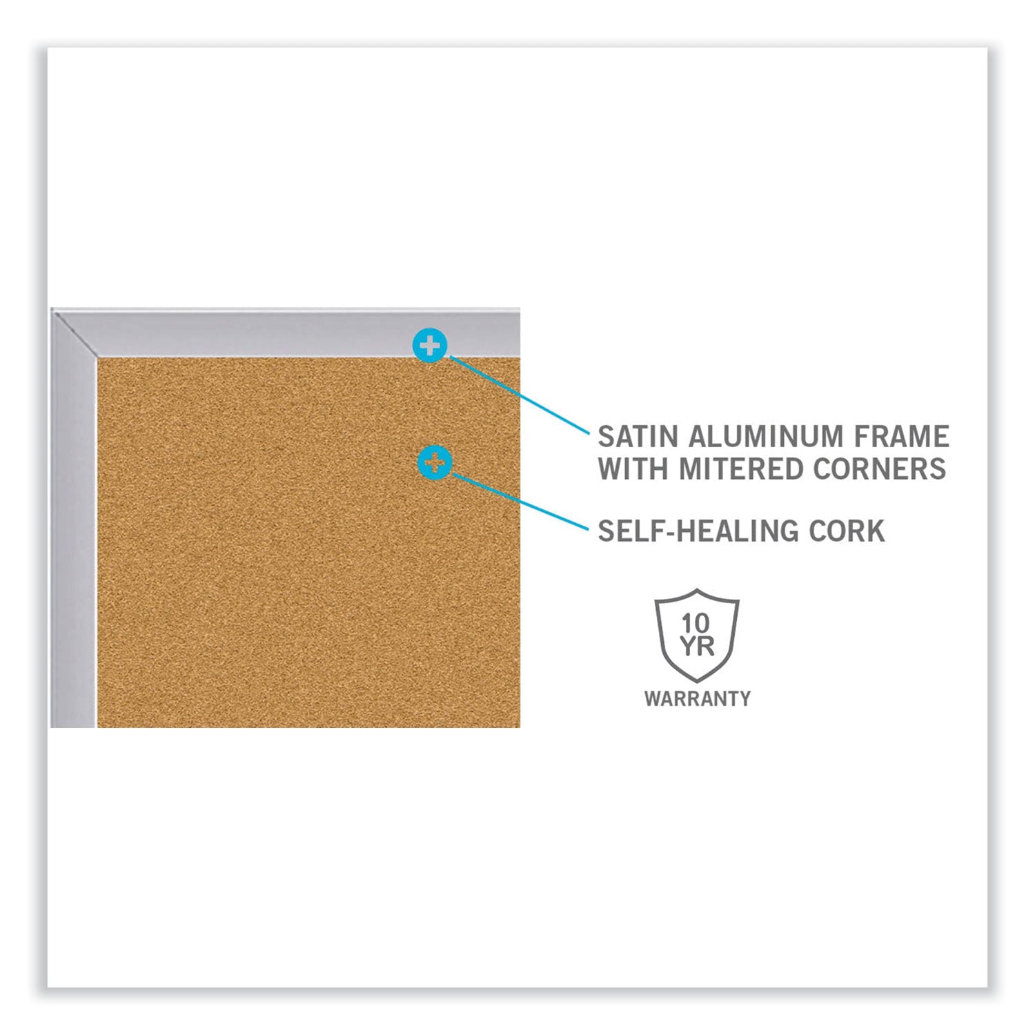 Ghent Aluminum-Frame Natural Corkboard, 96.5 x 48.5, Tan Surface, Satin Aluminum Frame