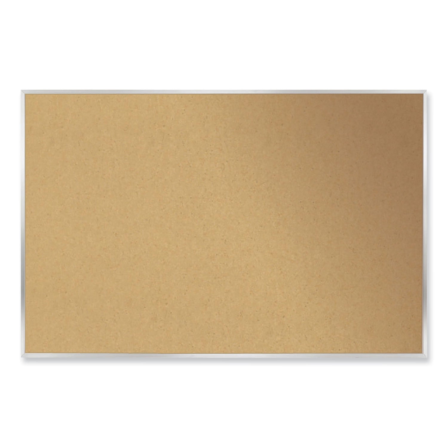 Aluminum-Frame Natural Corkboard, 72.5 x 48.5, Tan Surface, Satin Aluminum Frame