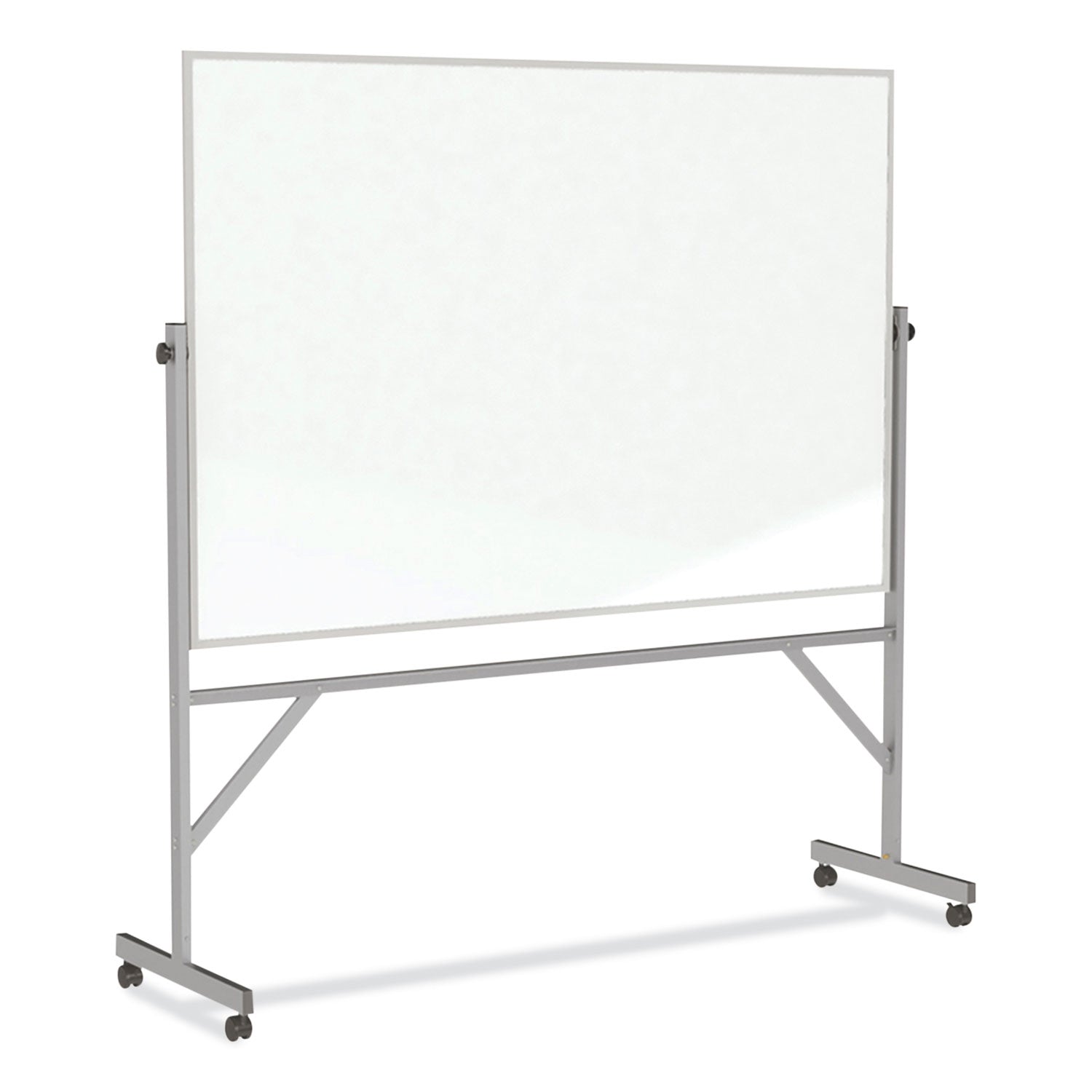 Reversible Magnetic Porcelain Whiteboard with Satin Aluminum Frame, 77.25 x 78.13, White Surface