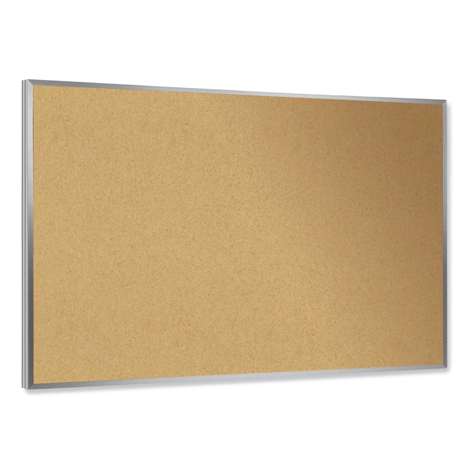 Ghent Aluminum-Frame Natural Corkboard, 46.5 x 36, Tan Surface, Satin Aluminum Frame