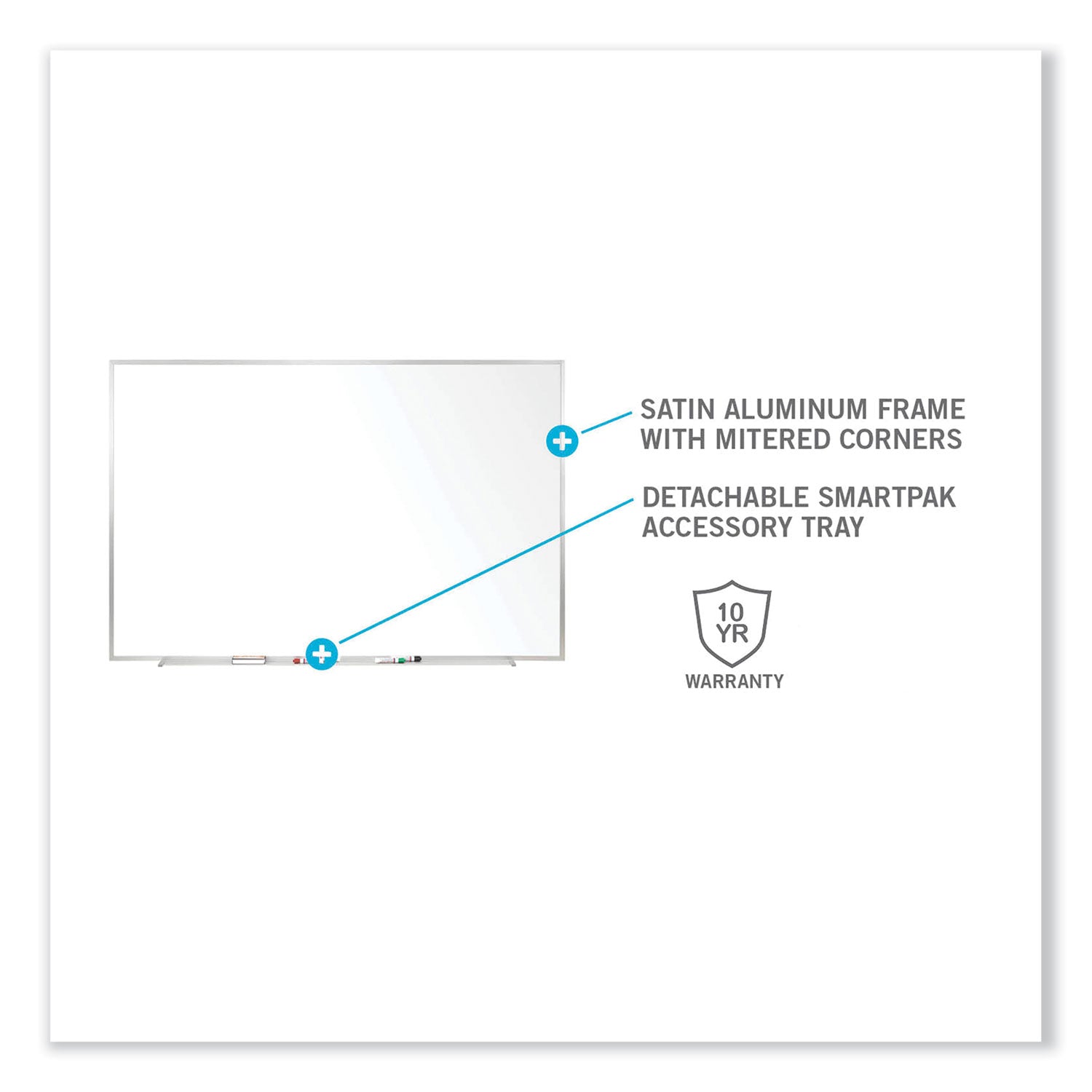 Ghent Non-Magnetic Whiteboard with Aluminum Frame, 96.63 x 48.47, White Surface, Satin Aluminum Frame