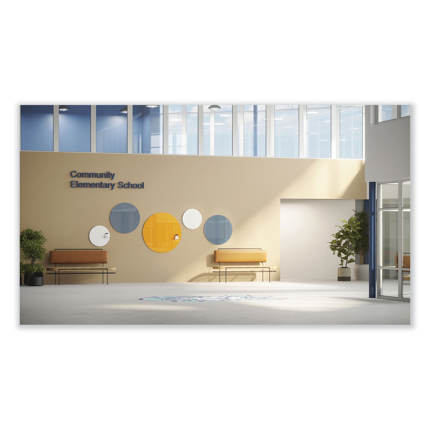 Ghent Coda Low Profile Circular Magnetic Glassboard, 48 Diameter, White Surface