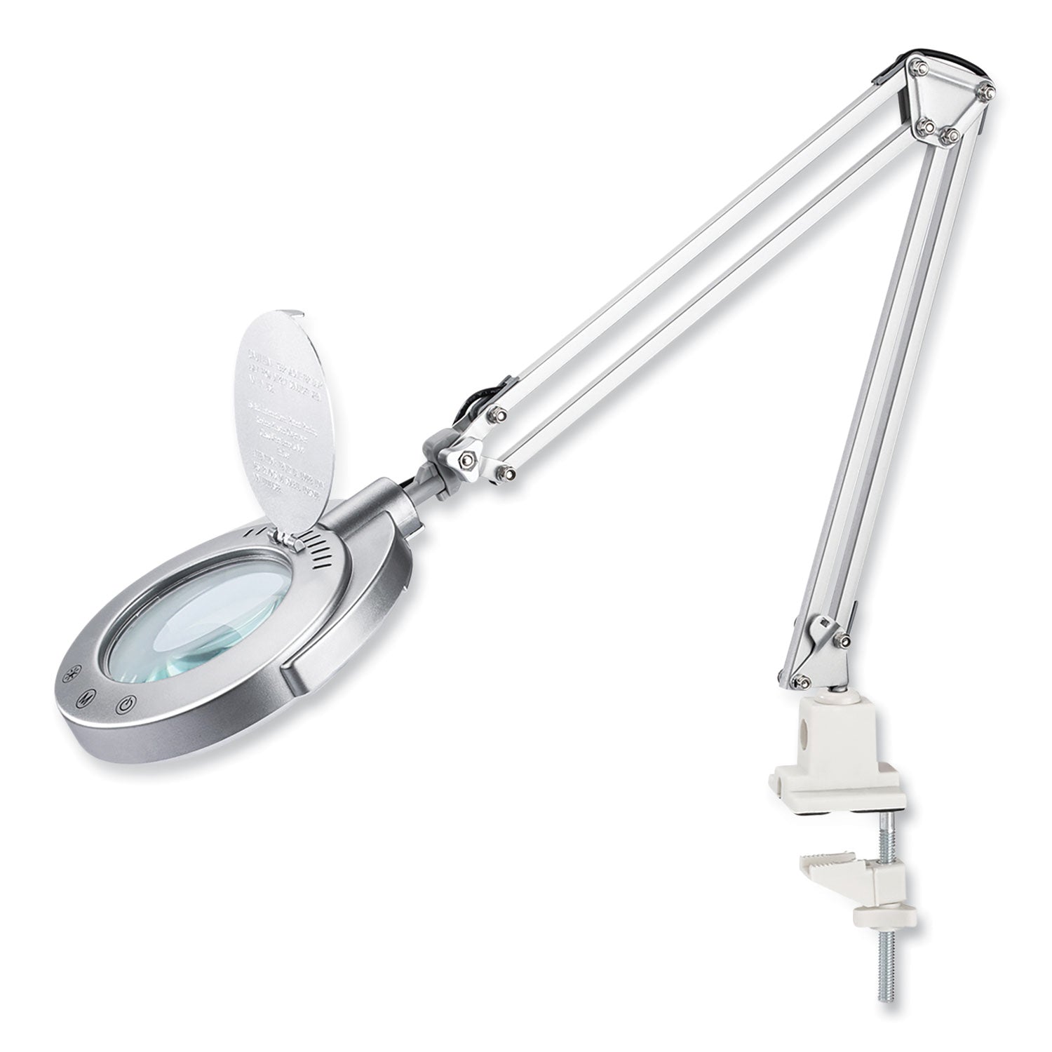 V-Light LED Magnifier Lamp with Clamp, Swing Arm, 22" High, Silver