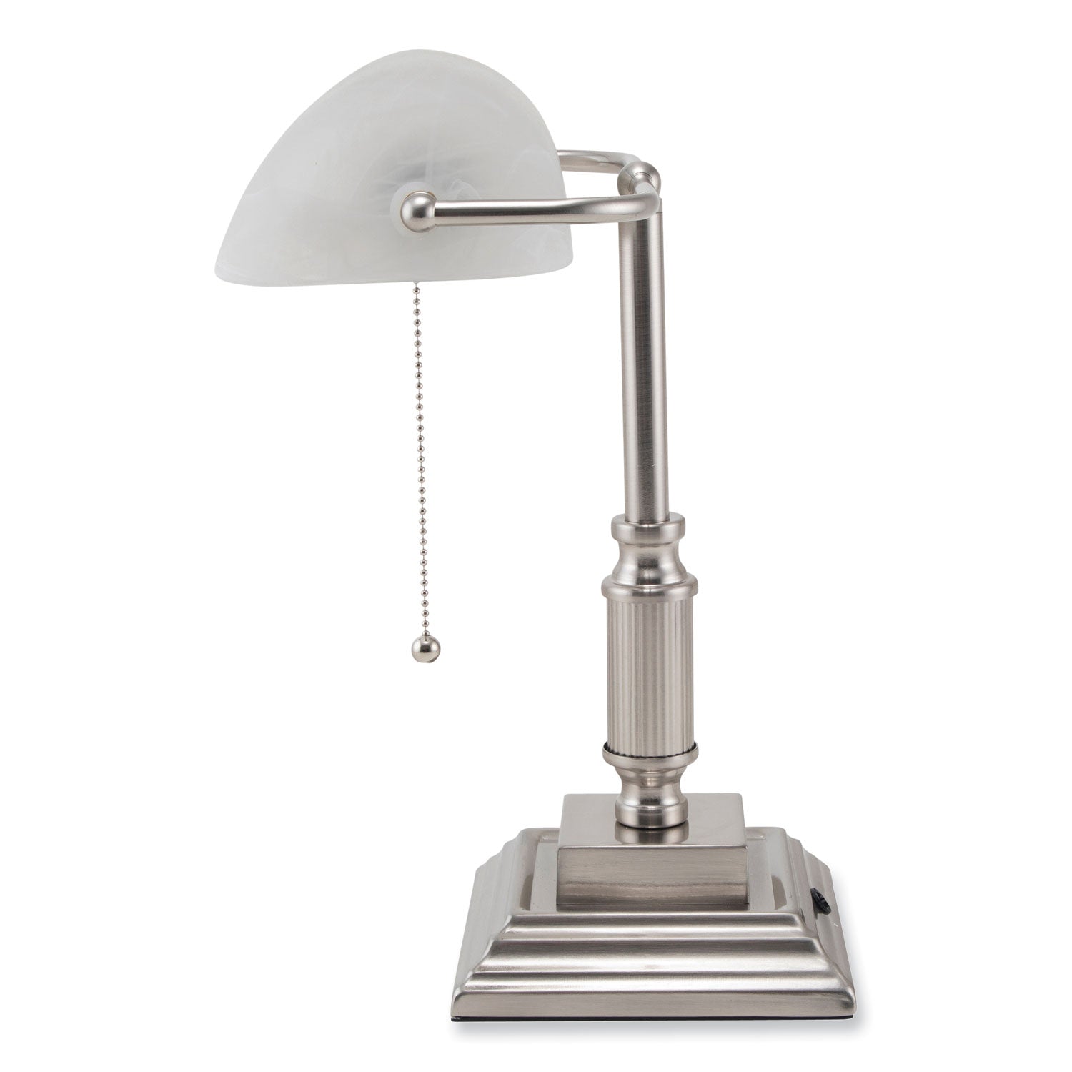 V-Light LED Bankers Lamp with Frosted Shade, 14.75" High, Brushed Nickel