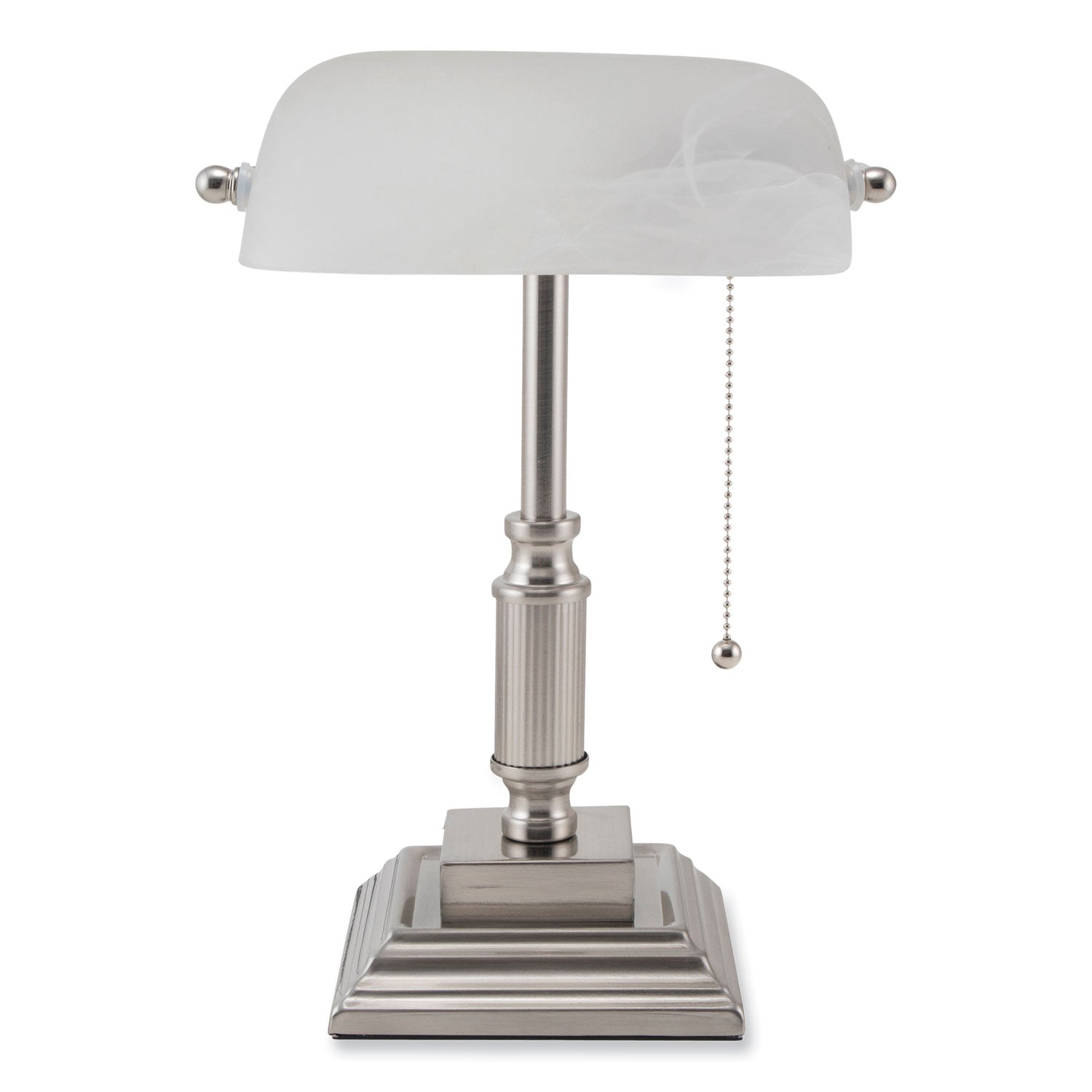 V-Light LED Bankers Lamp with Frosted Shade, 14.75" High, Brushed Nickel