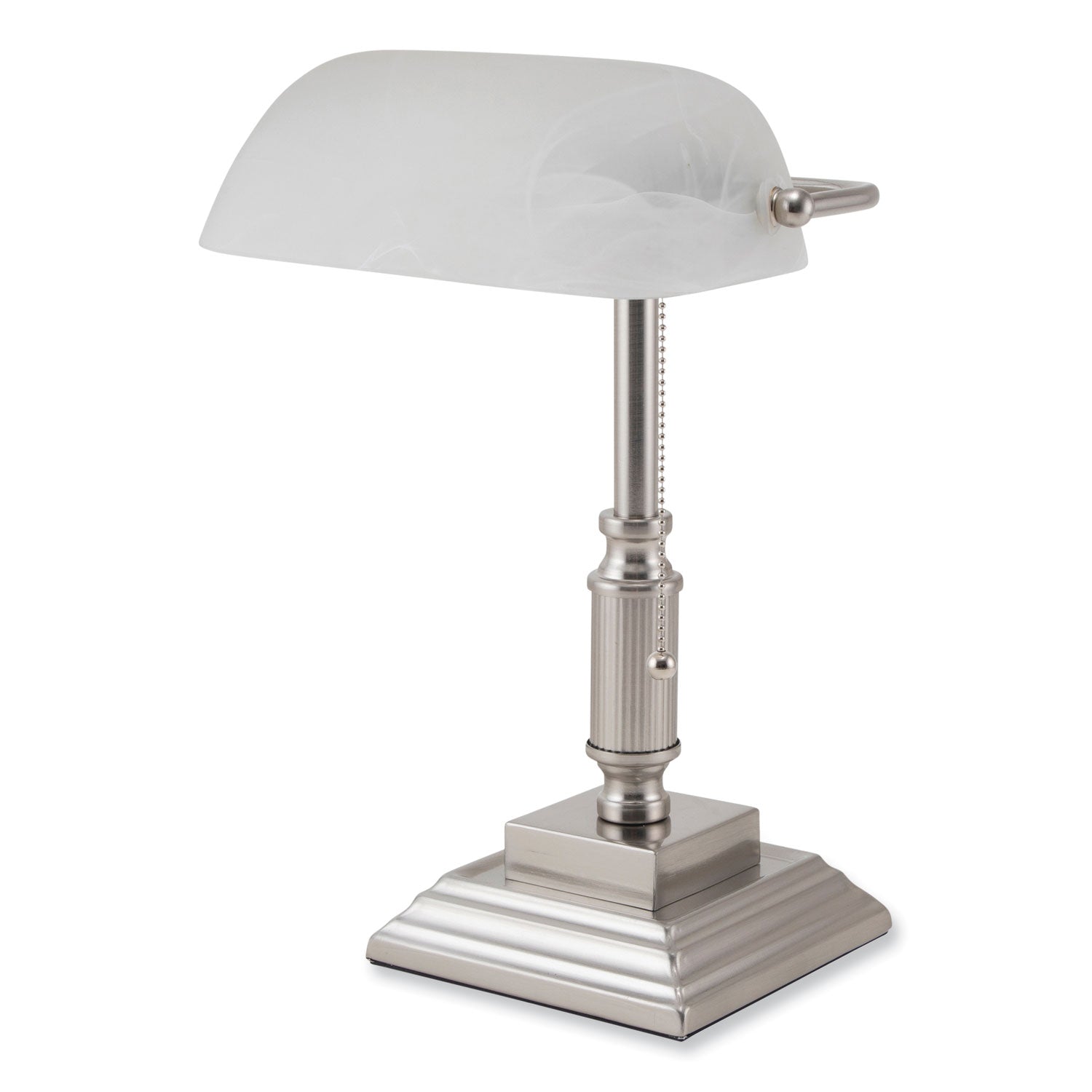 V-Light LED Bankers Lamp with Frosted Shade, 14.75" High, Brushed Nickel