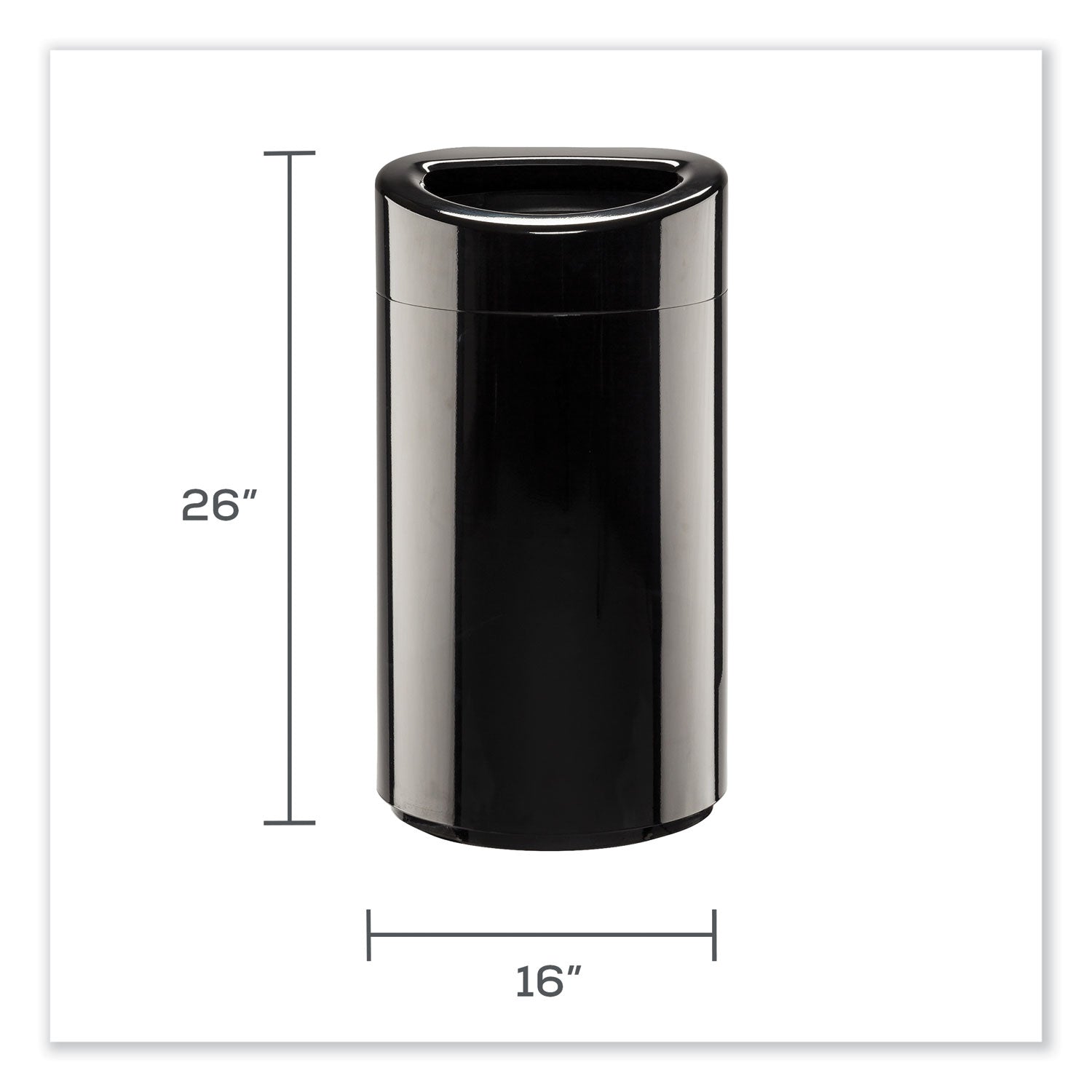 Safco® Open Top Oval Waste Receptacle, 14 gal, Steel, Black