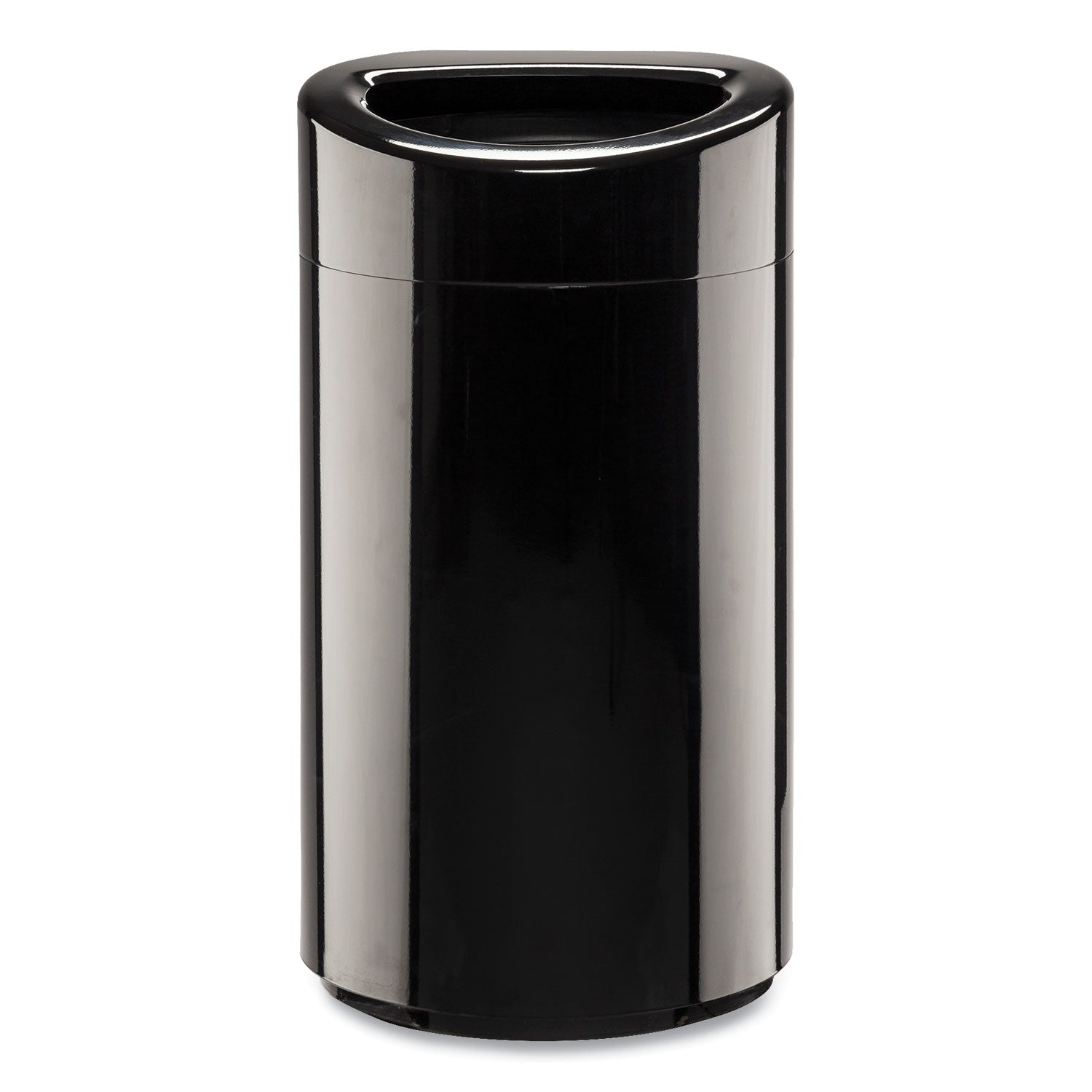 Safco® Open Top Oval Waste Receptacle, 14 gal, Steel, Black