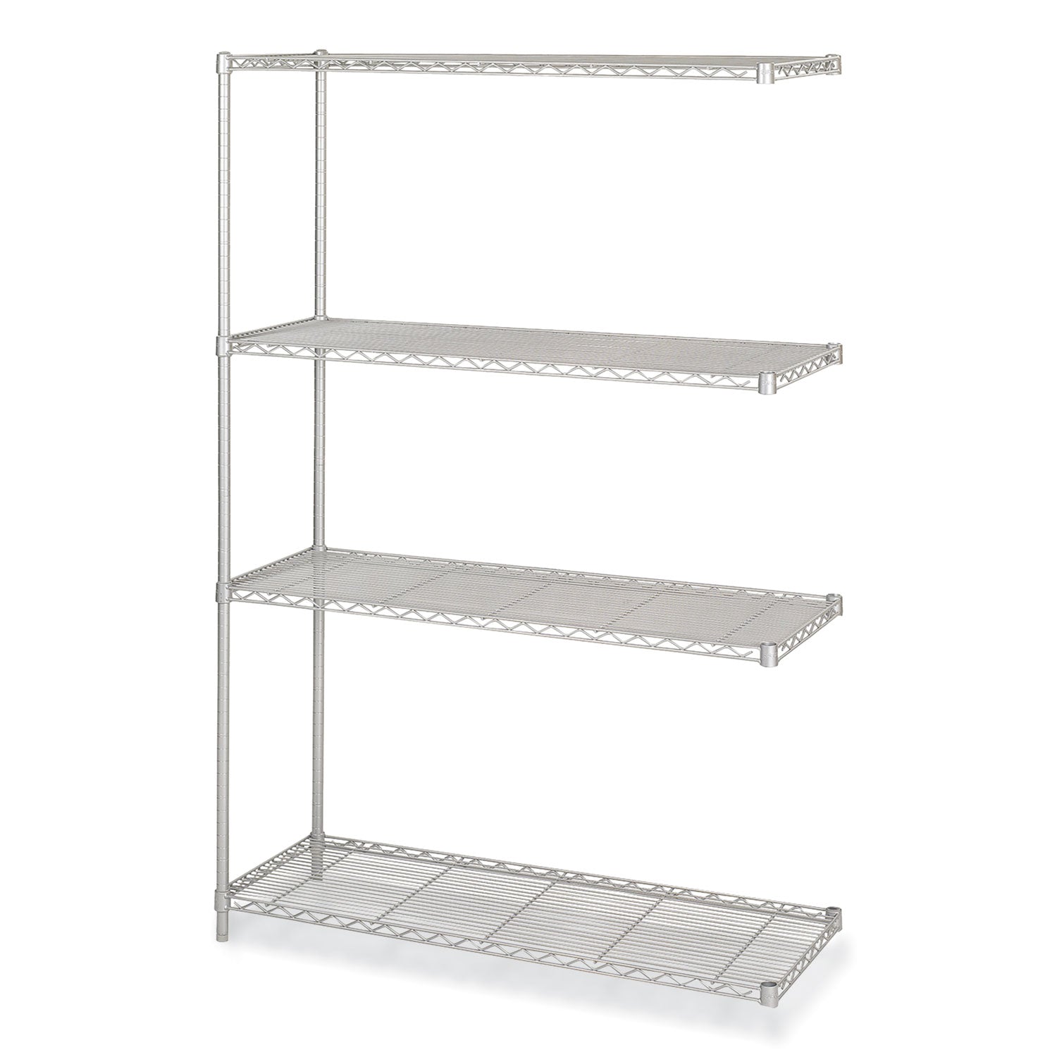 Industrial Add-On Unit, Four-Shelf, 48w x 18d x 72h, Steel, Metallic Gray