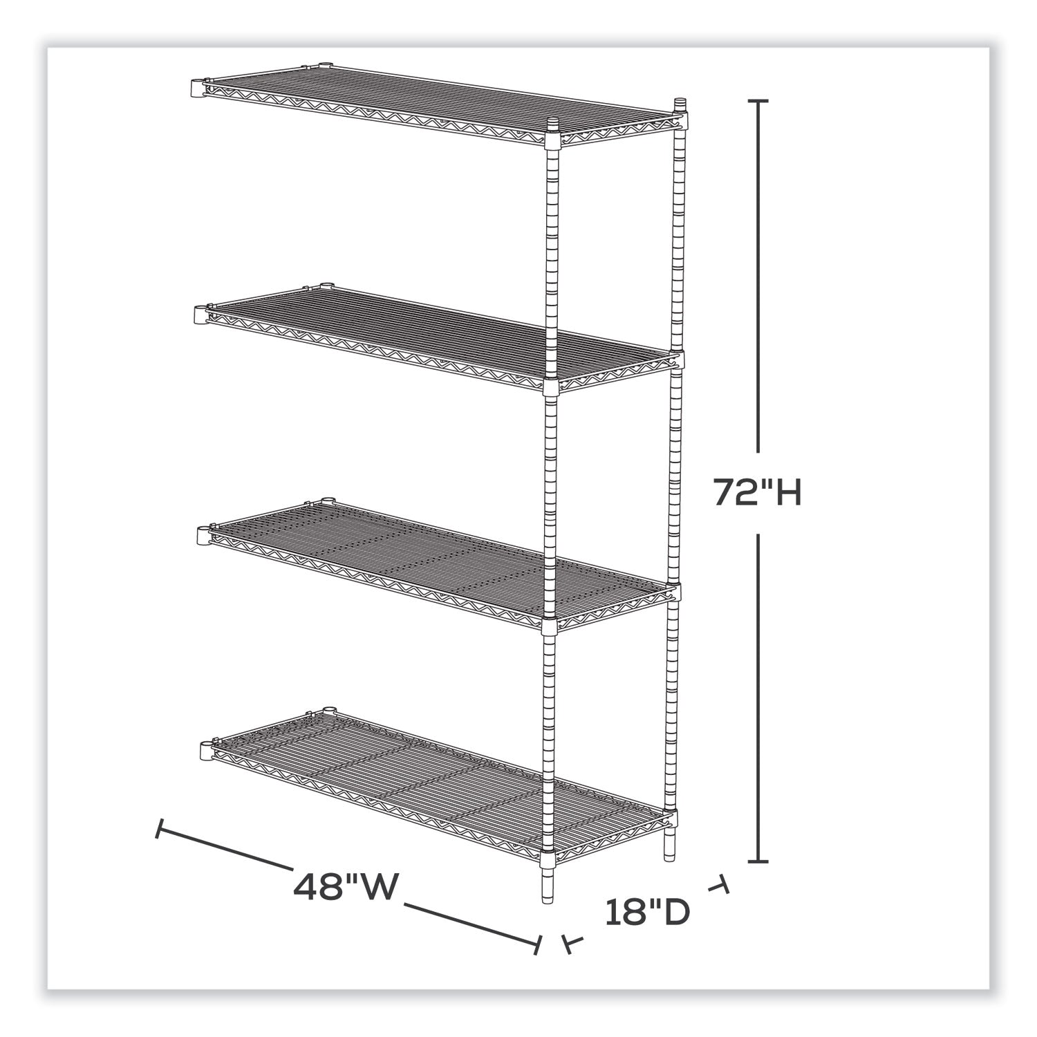 Safco® Industrial Add-On Unit, Four-Shelf, 48w x 18d x 72h, Steel, Metallic Gray