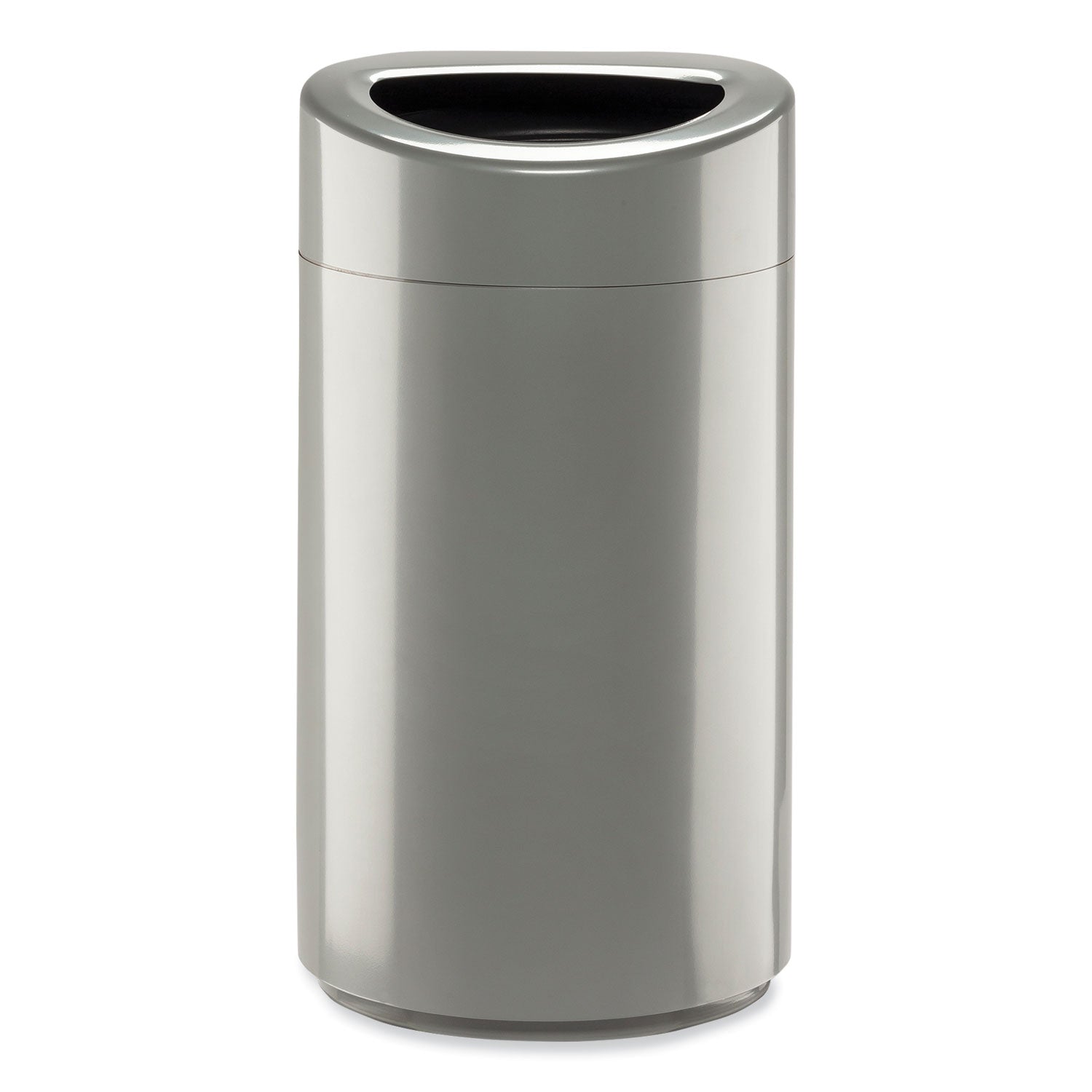 Safco® Open Top Oval Waste Receptacle, 14 gal, Steel, Silver