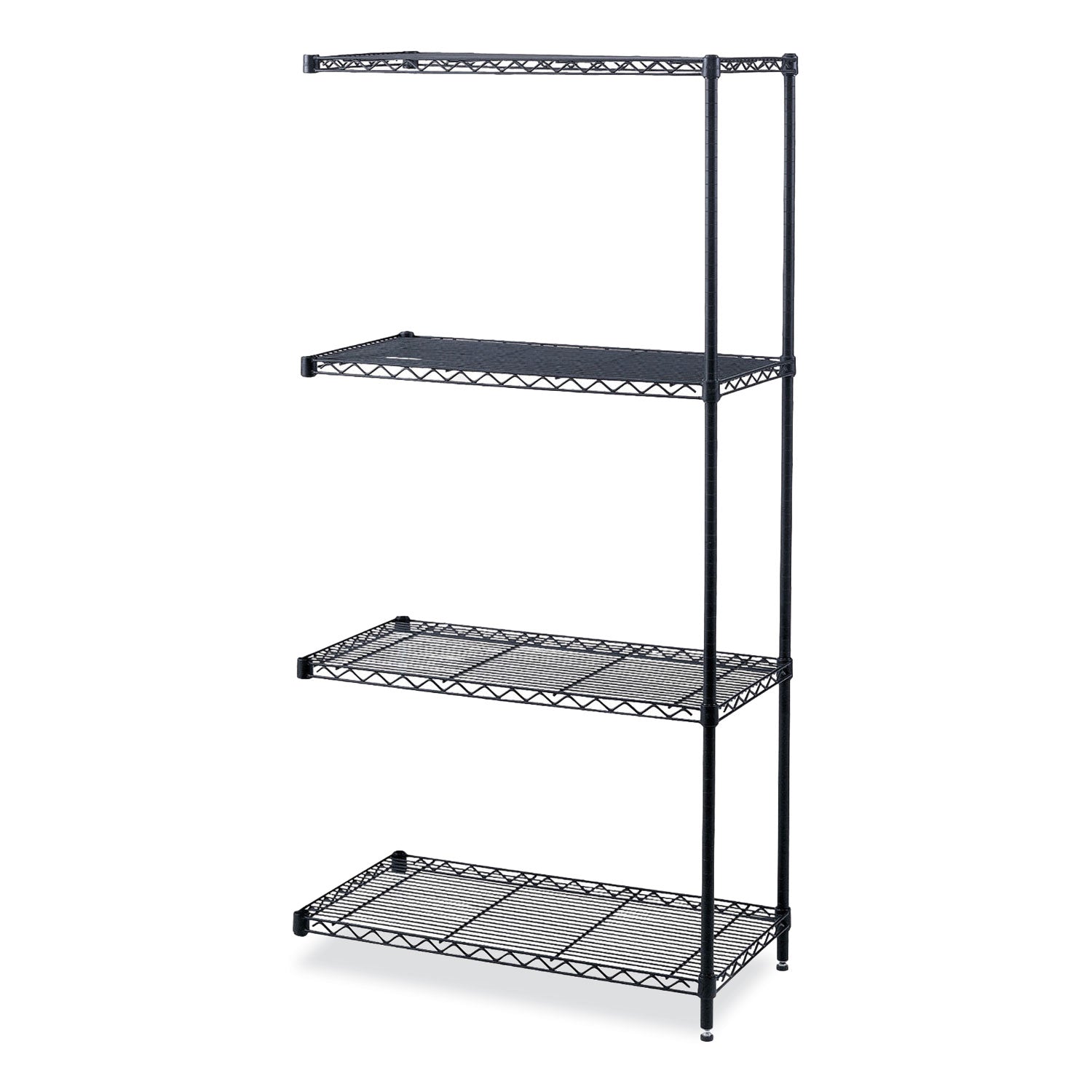 Industrial Add-On Unit, Four-Shelf, 36w x 18d x 72h, Steel, Black