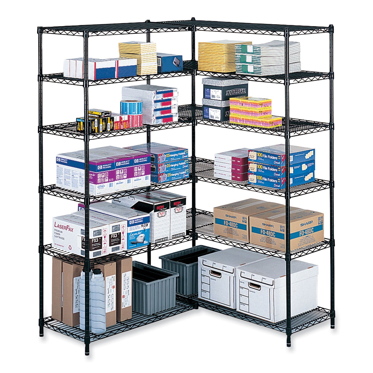 Safco® Industrial Extra Shelf Pack, 36w x 24d x 1.5h, Steel, Black, 2/Pack