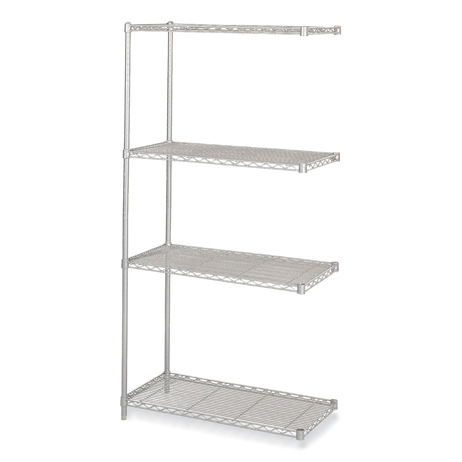 Industrial Add-On Unit, Four-Shelf, 36w x 18d x 72h, Steel, Metallic Gray