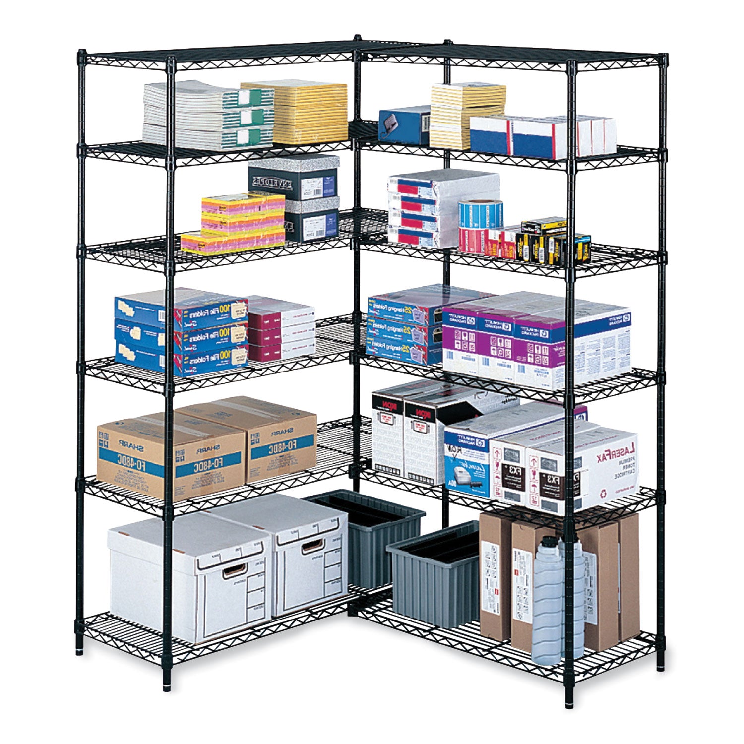 Safco® Industrial Extra Shelf Pack, 36w x 18d x 1.5h Steel. Black, 2/Pack