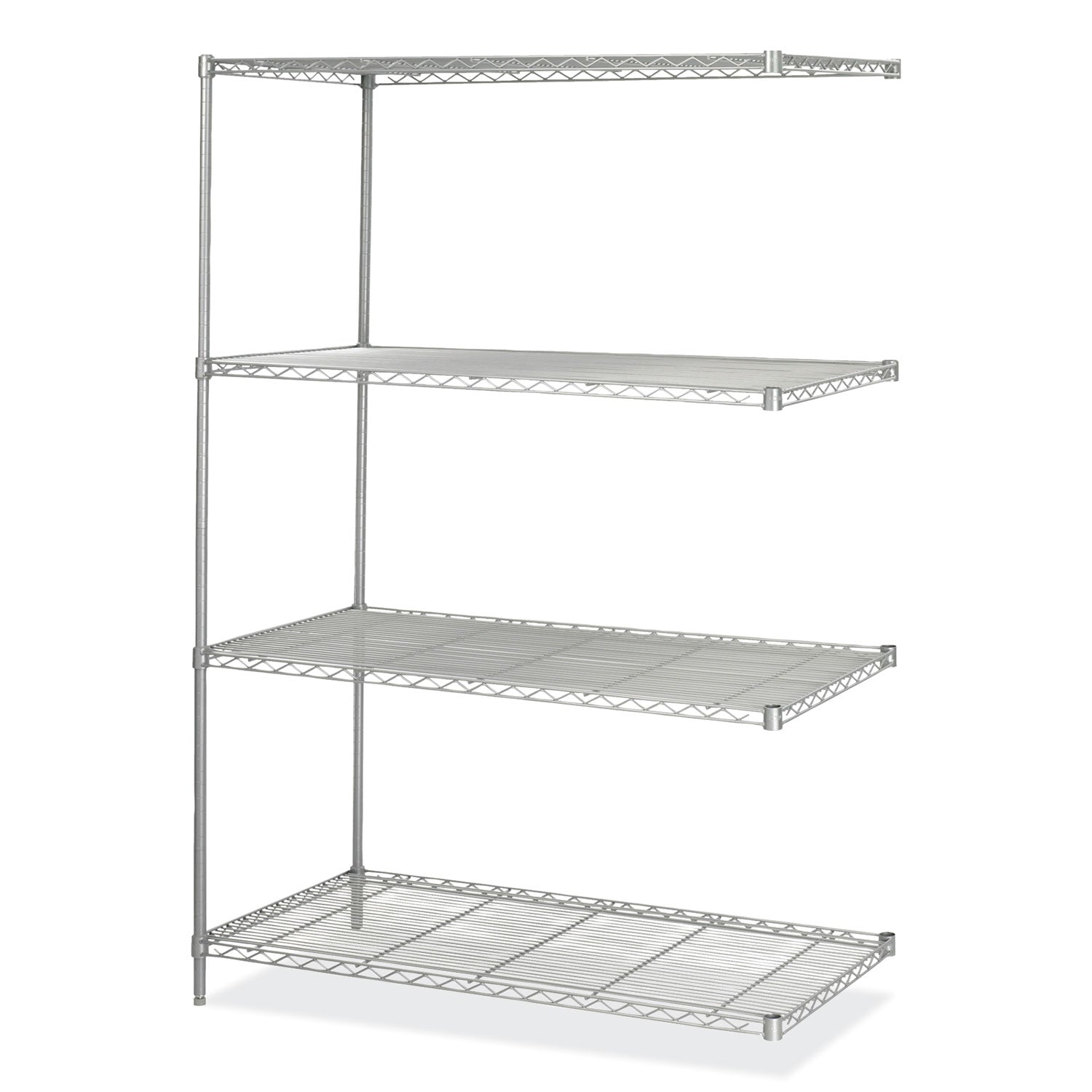 Industrial Add-On Unit, Four-Shelf, 48w x 24d x 72h, Steel, Metallic Gray