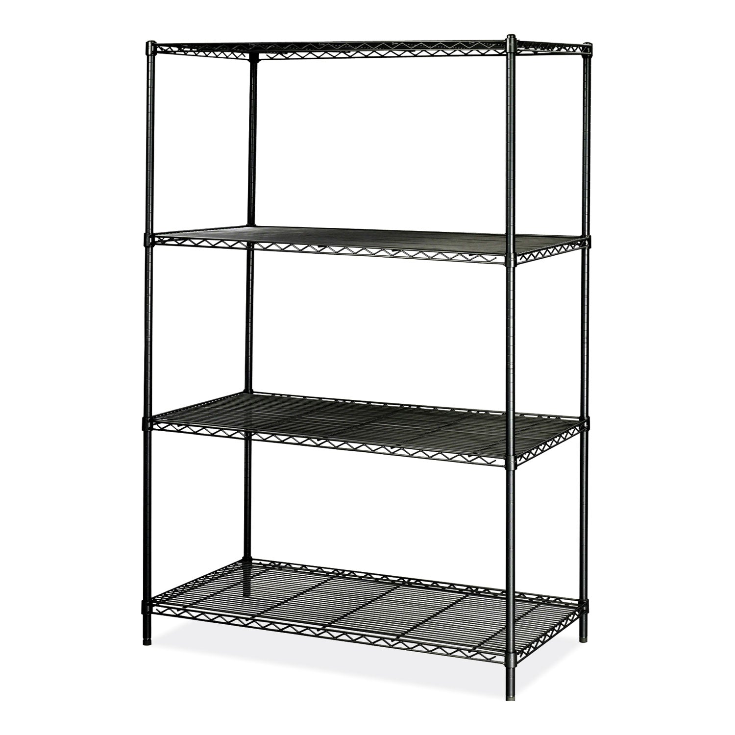 Industrial Wire Shelving, Four-Shelf, 48w x 24d x 72h, Black