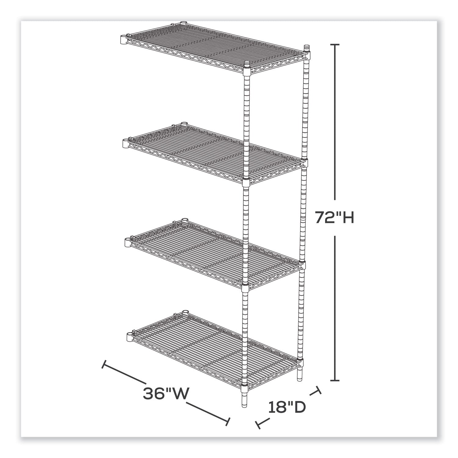 Safco® Industrial Add-On Unit, Four-Shelf, 36w x 18d x 72h, Steel, Metallic Gray