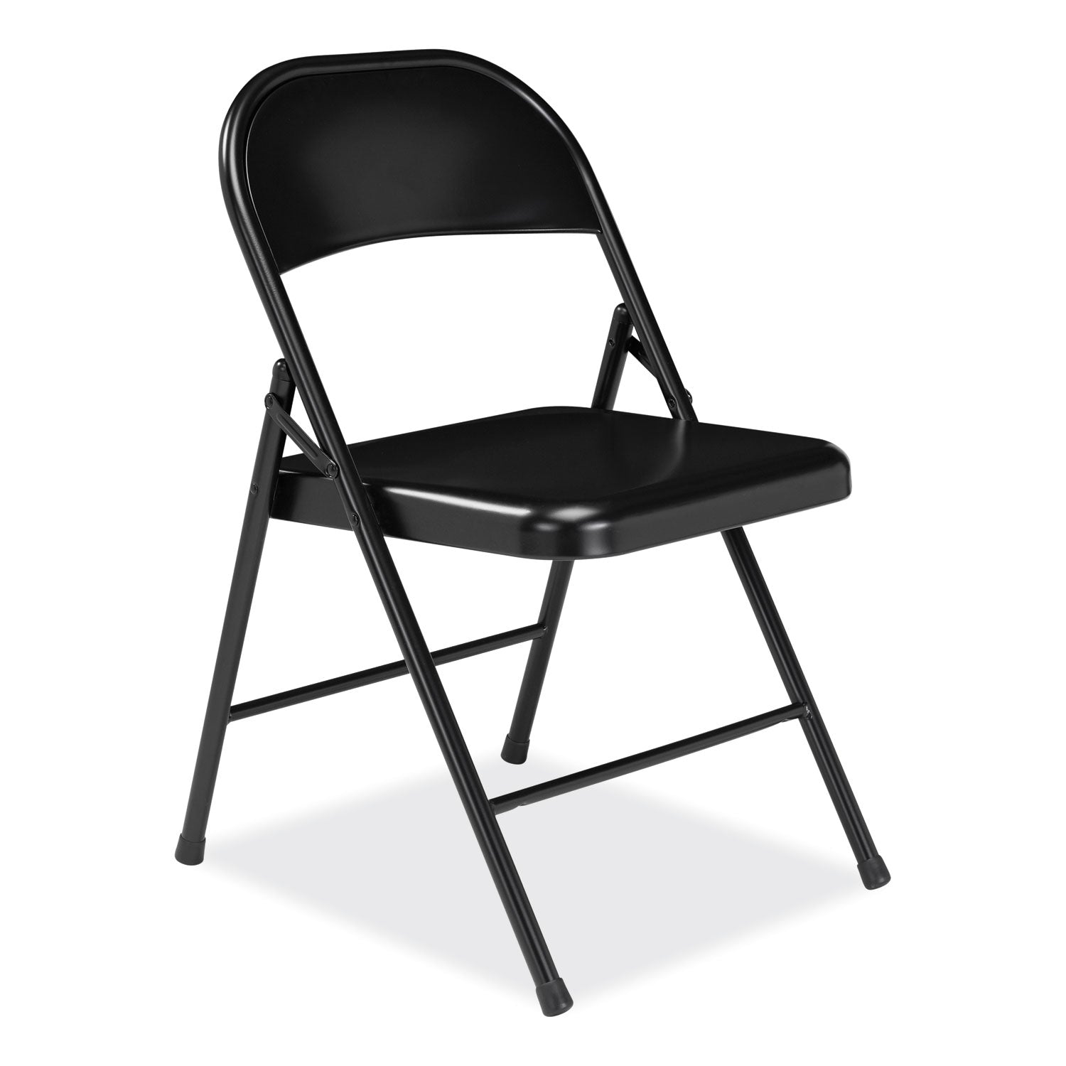 BASICS by NPS® 900 Series All-Steel Folding Chair, Supports Up to 250 lb, 17.75" Seat Height, Black Seat, Black Back, Black Base, 4/Carton