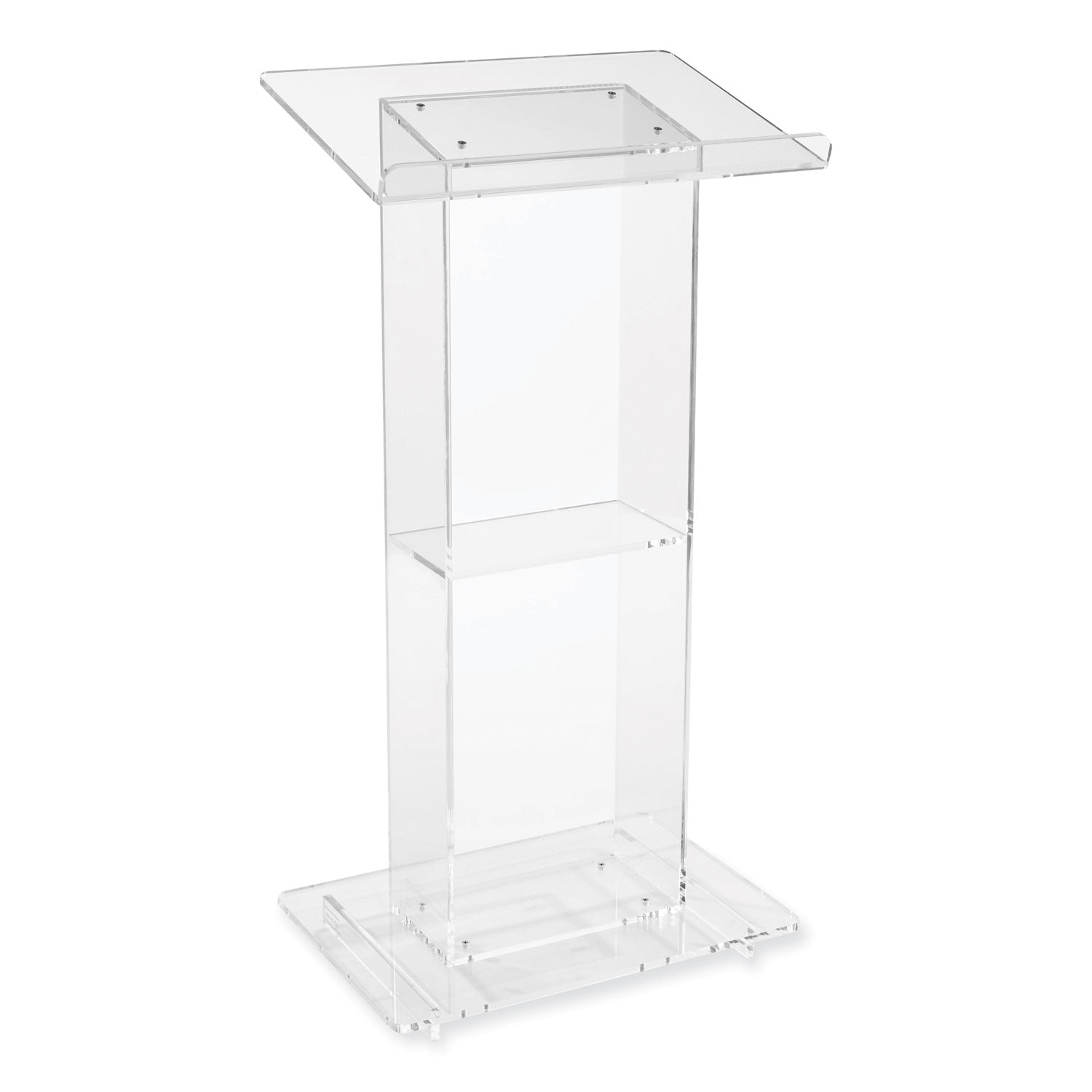 Oklahoma Sound® Clear Acrylic Lectern with Shelf, 24 x 15 x 46, Clear