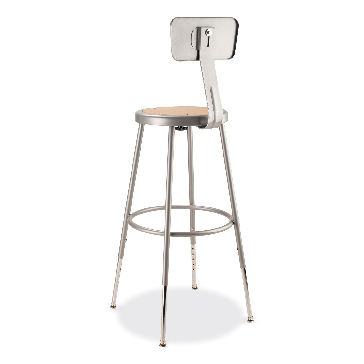 NPS® 6200 Series 25" to 33" Height Adjustable Heavy Duty Stool with Backrest, Supports Up to 500 lb, Brown Seat, Gray Base