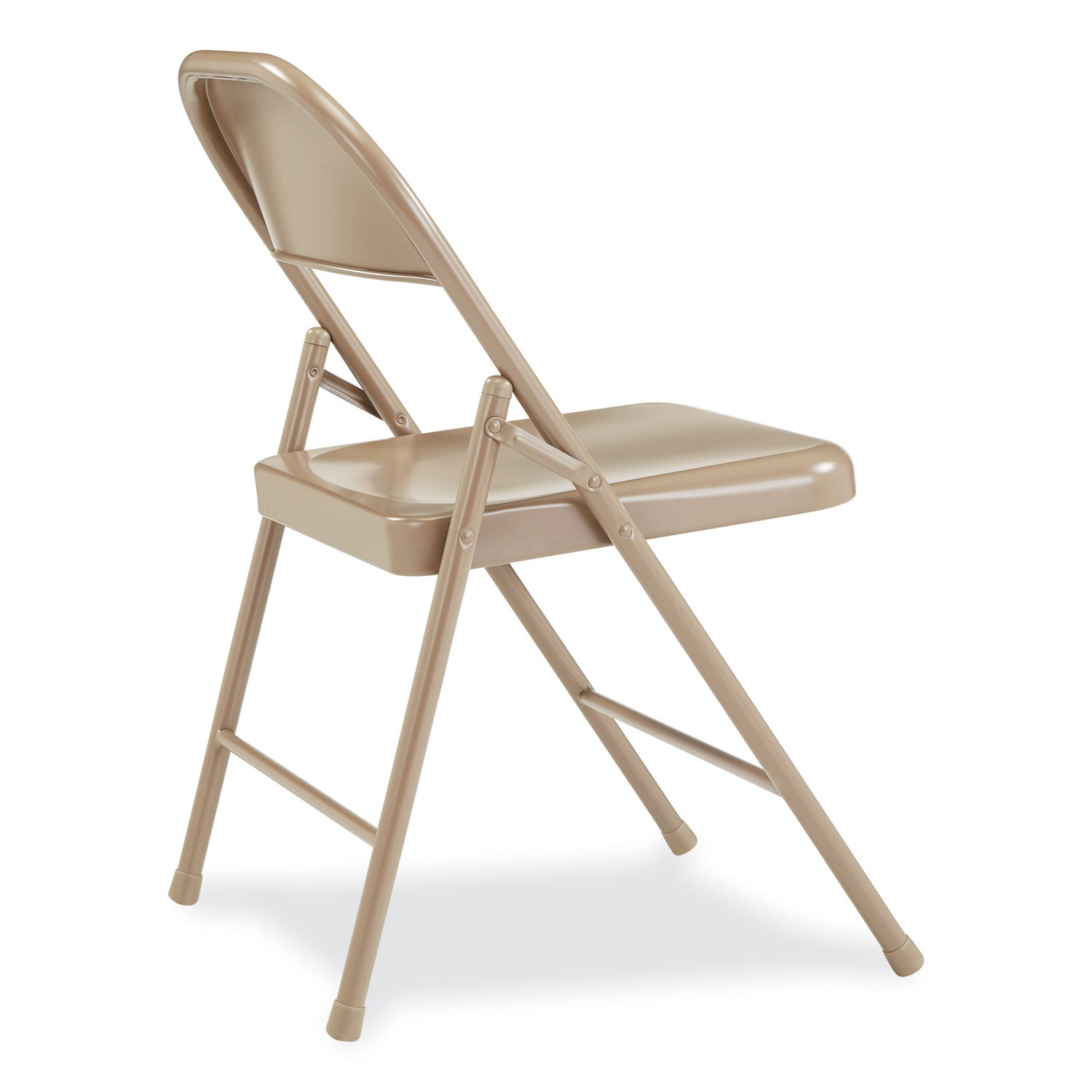 BASICS by NPS® 900 Series All-Steel Folding Chair, Supports Up to 250 lb, 17.75" Seat Height, Beige Seat, Beige Back, Beige Base, 4/Carton