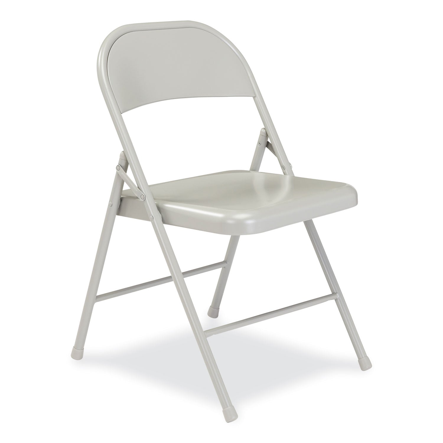 BASICS by NPS® 900 Series All-Steel Folding Chair, Supports Up to 250 lb, 17.75" Seat Height, Gray Seat, Gray Back, Gray Base, 4/Cartpn