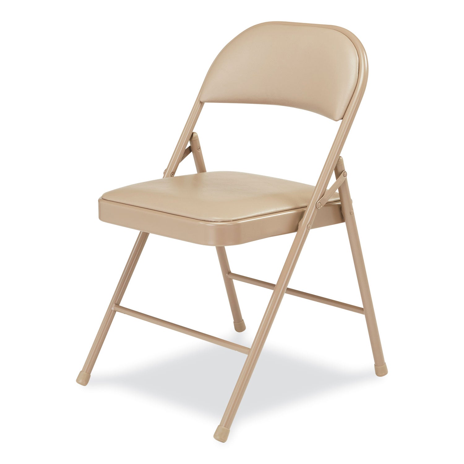 BASICS by NPS® 950 Series Vinyl Padded Steel Folding Chair, Supports Up to 250 lb, 17.75" Seat Height, Beige, 4/Carton