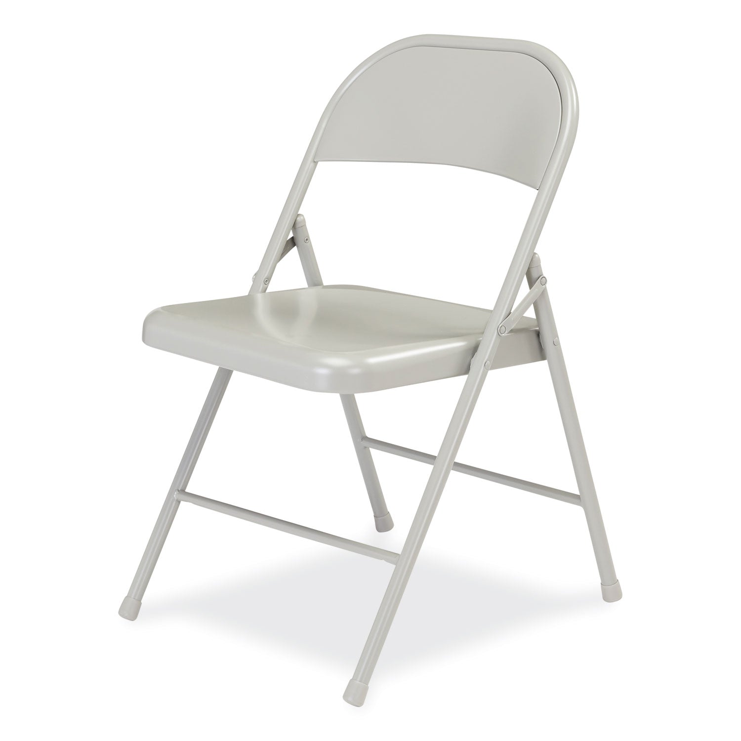 BASICS by NPS® 900 Series All-Steel Folding Chair, Supports Up to 250 lb, 17.75" Seat Height, Gray Seat, Gray Back, Gray Base, 4/Cartpn