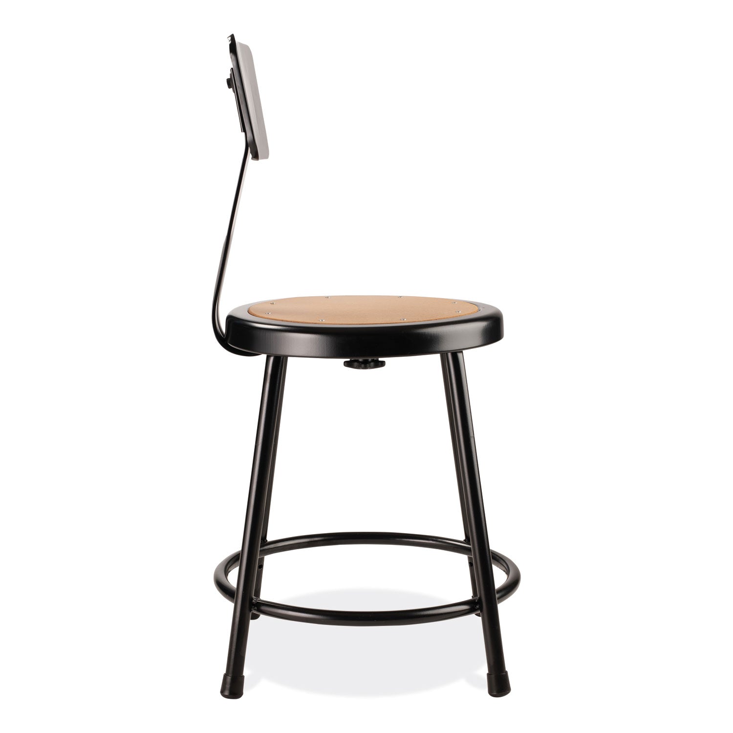 NPS® 6200 Series 18" Heavy Duty Stool with Backrest, Supports Up to 500 lb, 33" Seat Height, Brown Seat, Black Back/Base