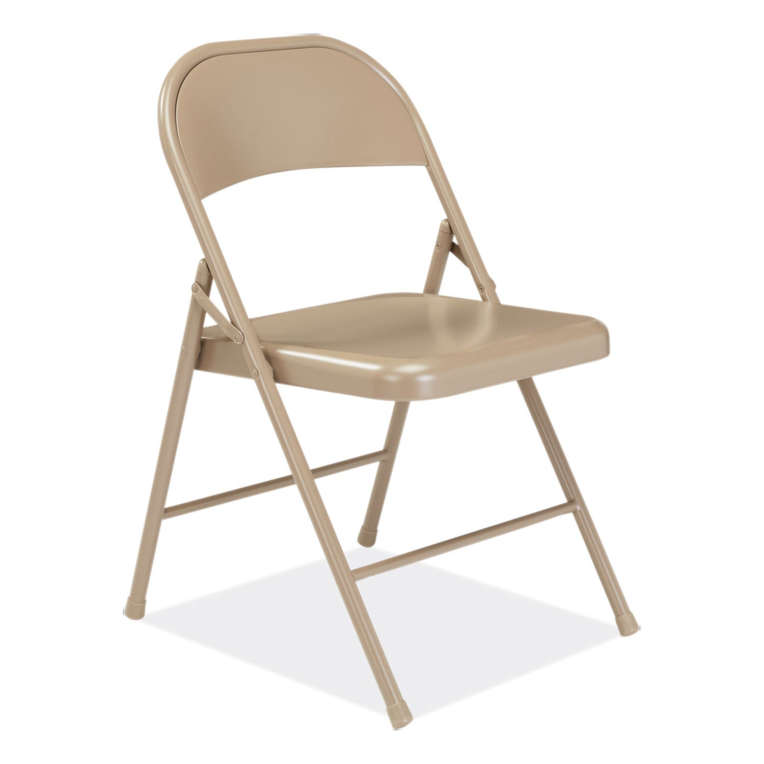 BASICS by NPS® 900 Series All-Steel Folding Chair, Supports Up to 250 lb, 17.75" Seat Height, Beige Seat, Beige Back, Beige Base, 4/Carton