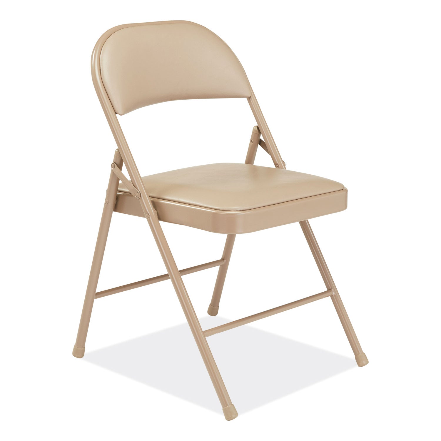 BASICS by NPS® 950 Series Vinyl Padded Steel Folding Chair, Supports Up to 250 lb, 17.75" Seat Height, Beige, 4/Carton